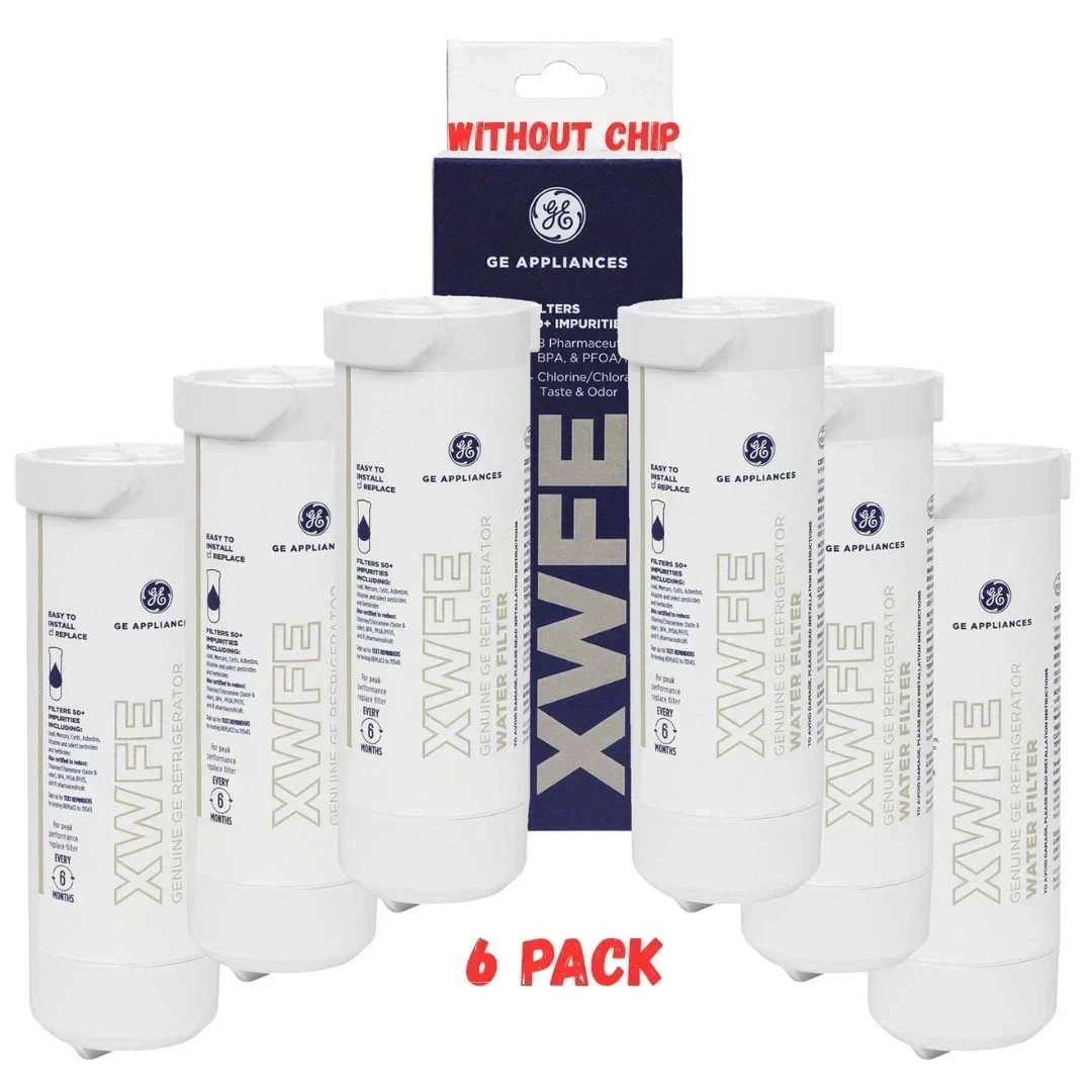 6 Pack GE XWFE Replacment Refrigerator Water Filter Without Chip, New in box