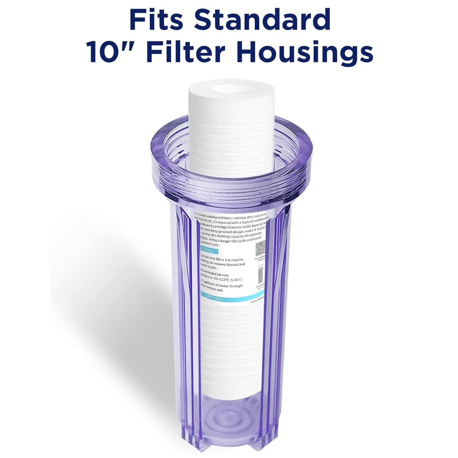 1-4PK 0.5/1/5 Micron 10×2.5″ Grooved Sediment Water Filter Whole House Cartridge