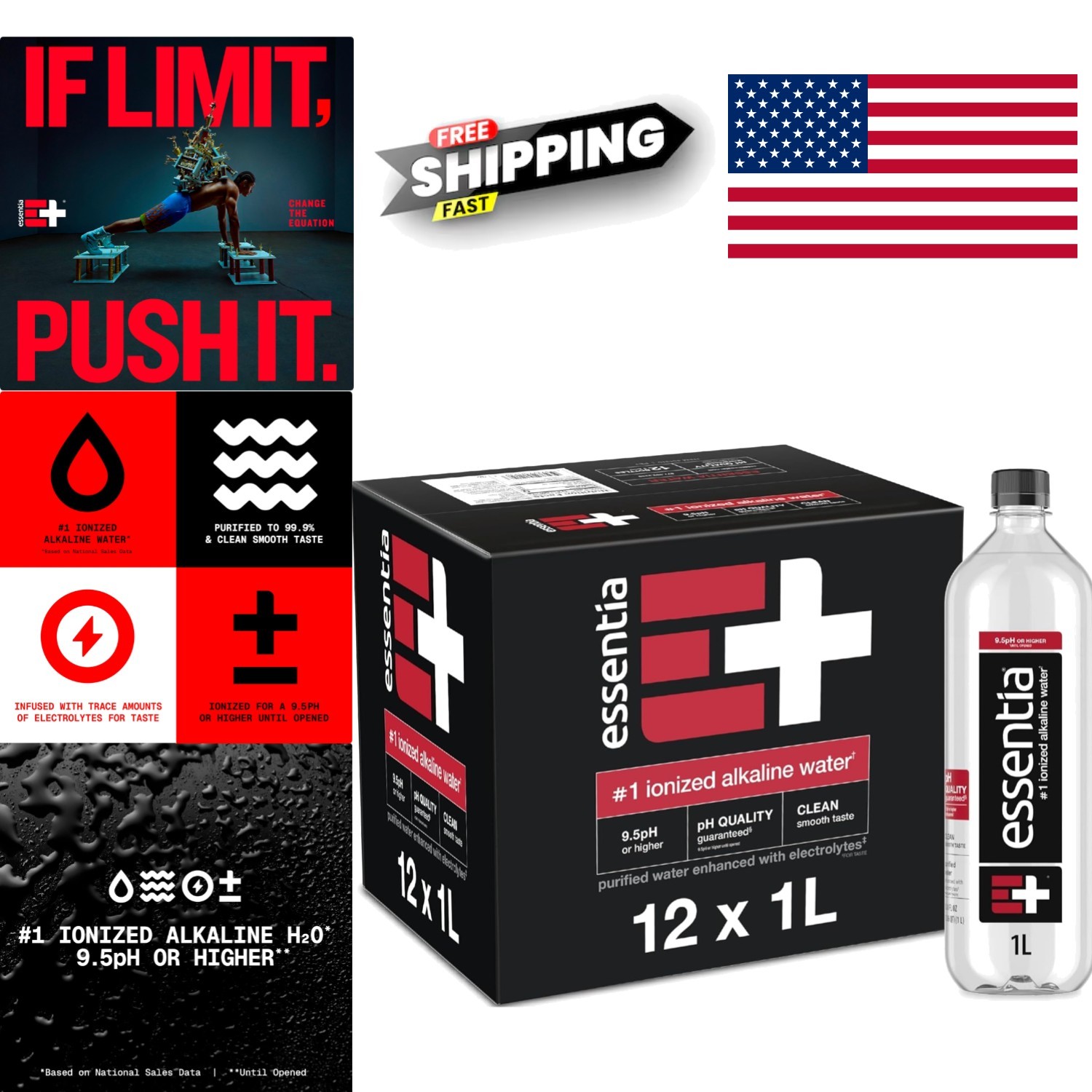 Electrolyte Infused Alkaline Water 12 Pack 33.8 Fluid Ounces Bottles