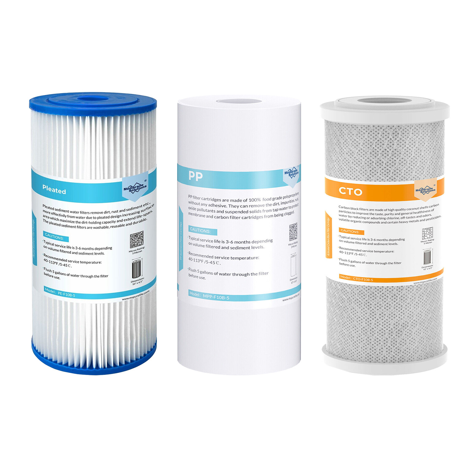 3-Stage 10 Inch Clear Whole House Water Filter Housing Filtration System 1″ NPT