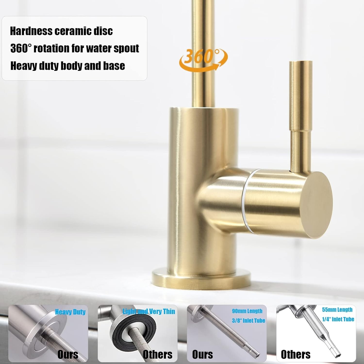 Gold Water Filter Faucet for Kitchen – Leak-Proof Design & Easy Install