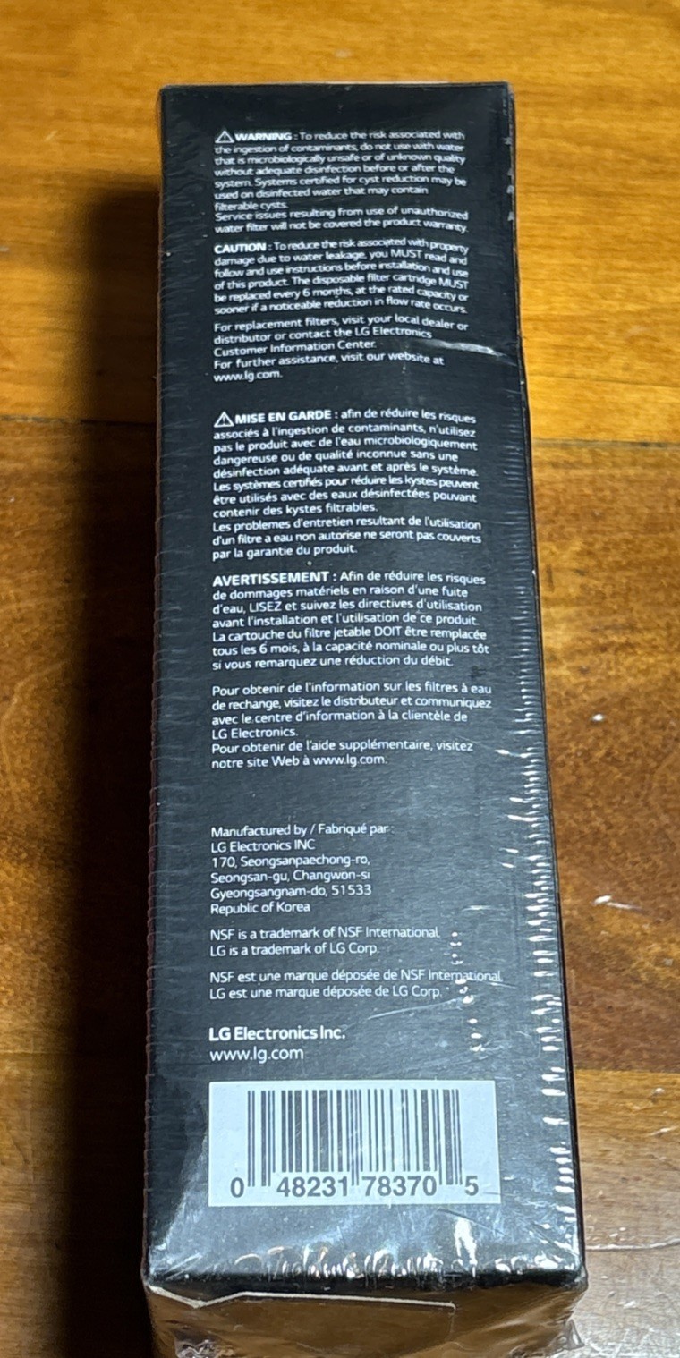 LG Water Filter Replacement Cartridge (LT1000P/PC/PCS) New SEALED