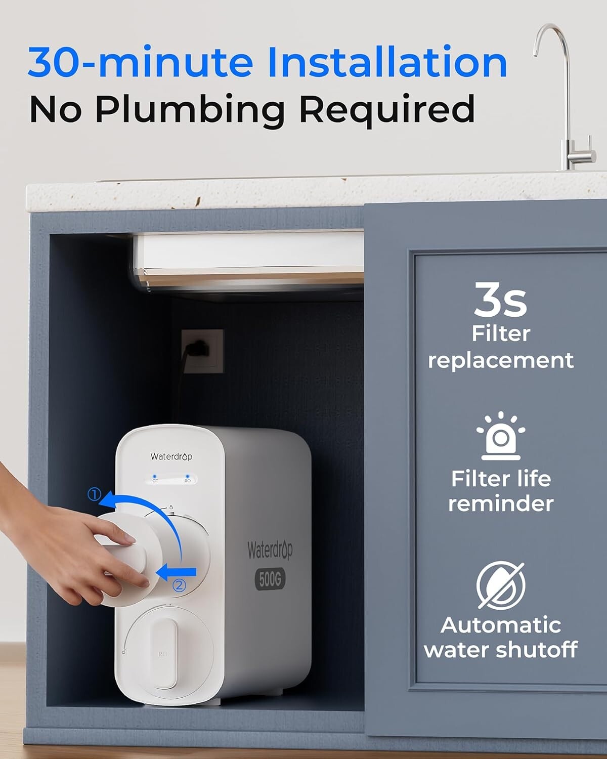 Waterdrop G5P500 Reverse Osmosis Water Filter, NSF/ANSI 372 Certified, 500GPD
