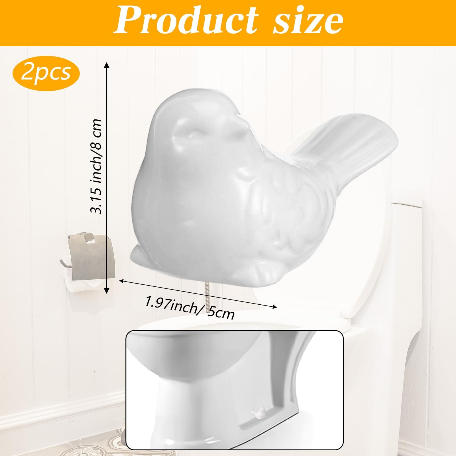 2Pcs Toilet Bolt Covers Decorative, Cute Bird Toilet Bolts Screw Caps, White …