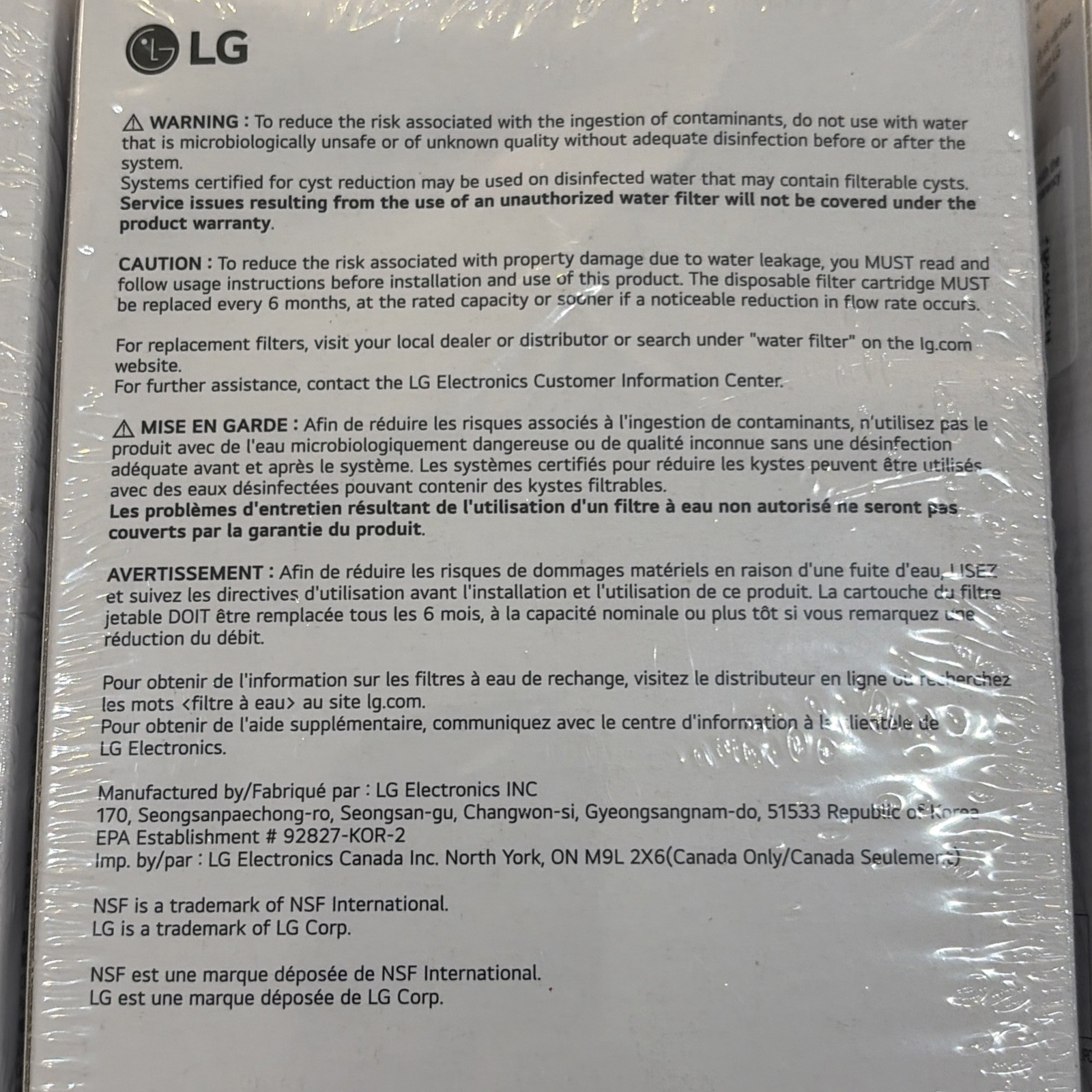 2 Pk X3 (6 Total) Genuine LG LT1000P2 Replacement Water Filters – New, Sealed