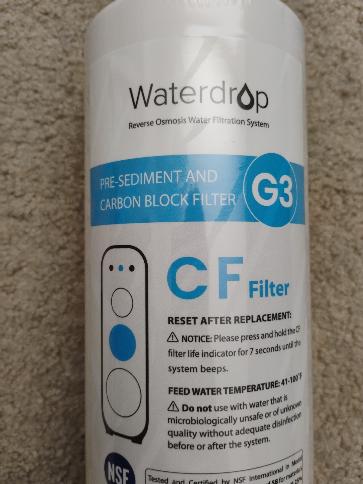 Waterdrop WD-G3-CF Reverse Osmosis Filter Replacement, Brand New, Sealed