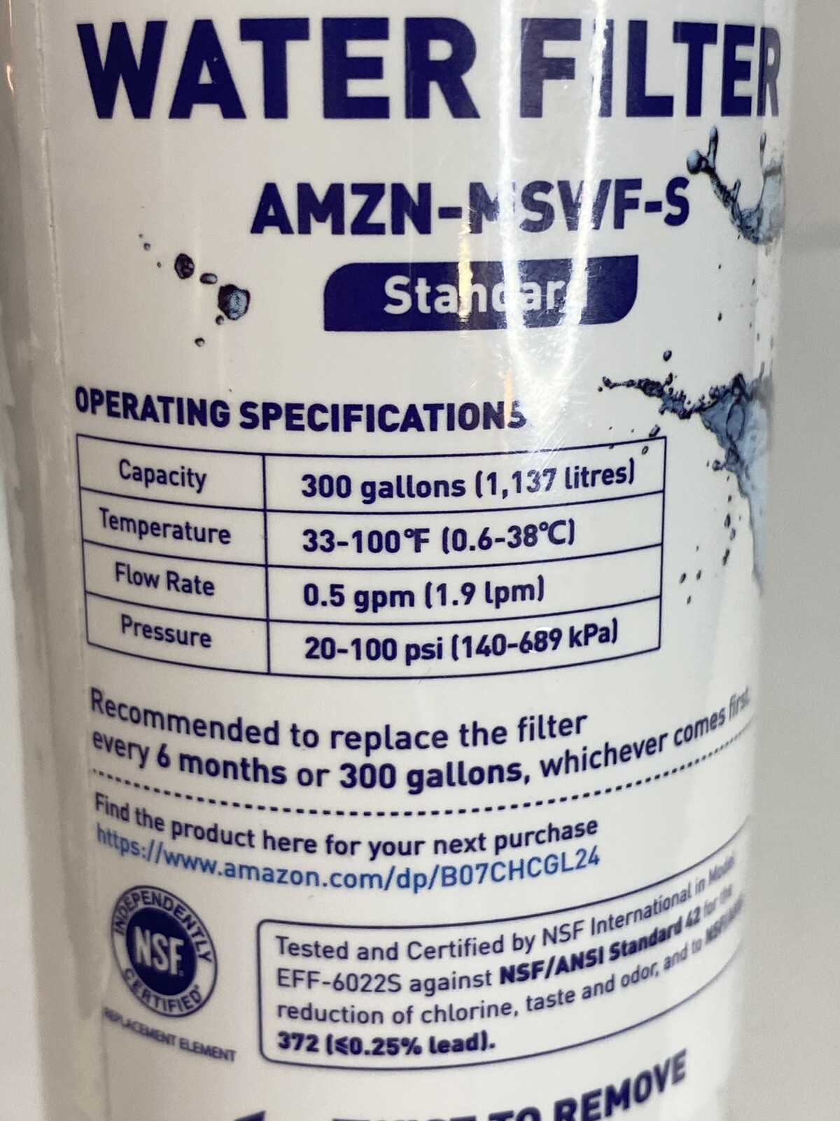 New Refrigerator Water Filter AMZN-MSWF-S Sealed 8.25″ Basic Replacement