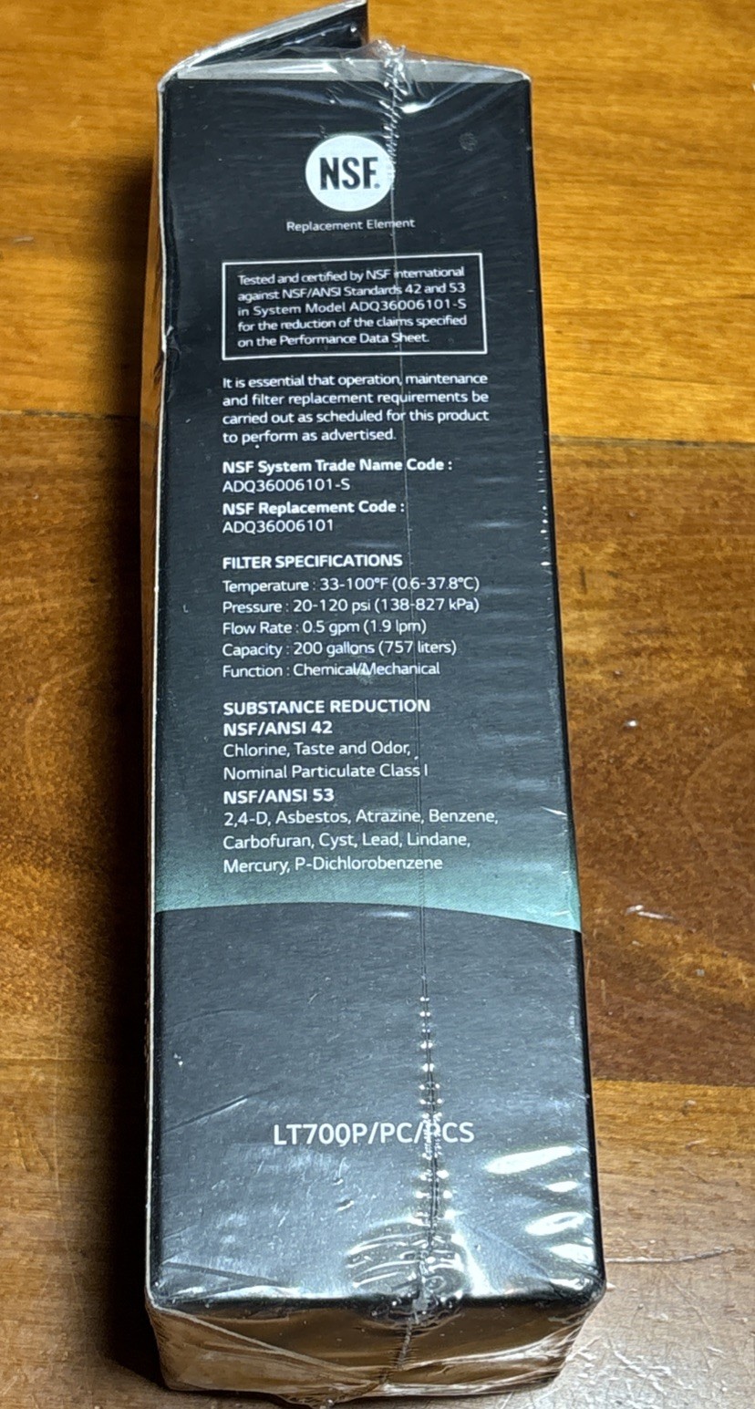 LG Water Filter Replacement Cartridge (LT1000P/PC/PCS) New SEALED