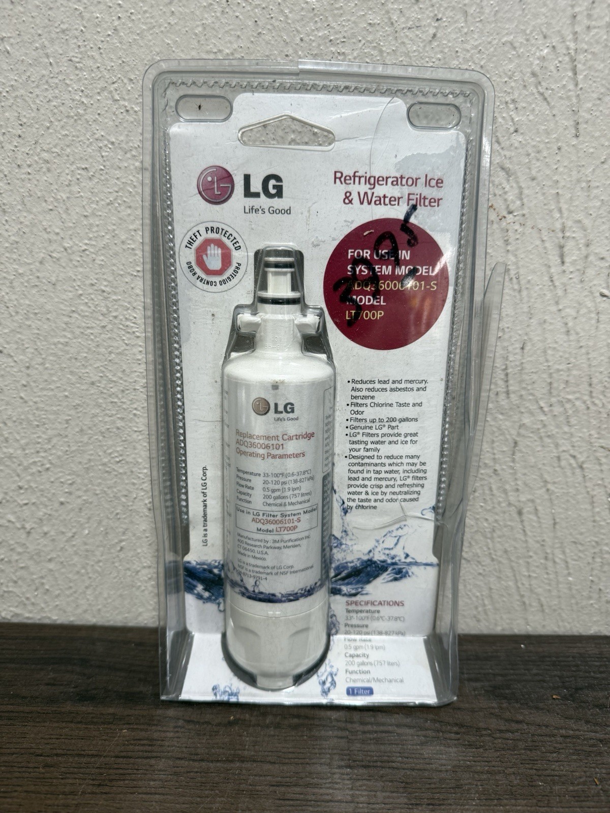 NEW SEALED GENUINE LG LT700P ADQ36006101 Refrigerator Water Filter FREE SHIP