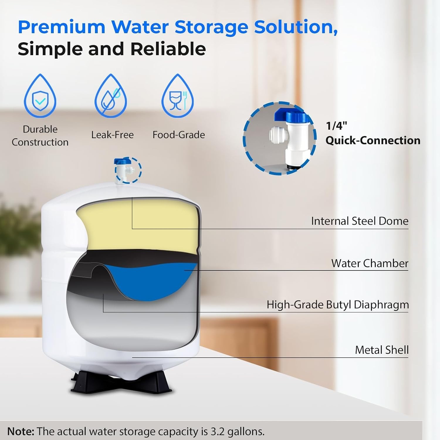 Durable 4 Gallon Metal Pressurized Water Tank – NSF Certified & Reliable