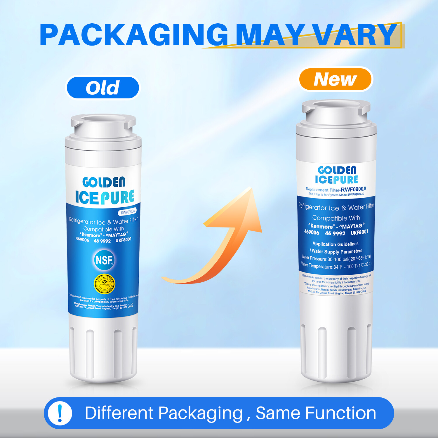 Fit For Maytag UKF8001 UKF8001AXX-200 RWF1040 Water Filter,4 PACK,Golden Icepure