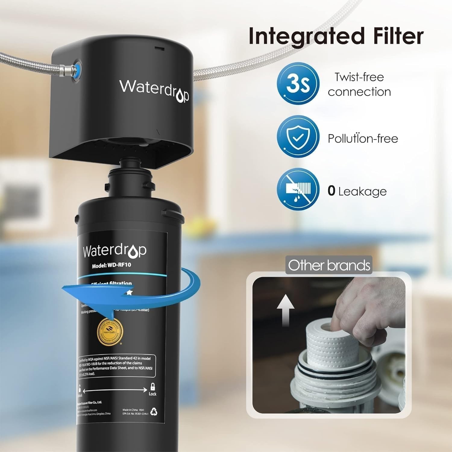 Waterdrop 10UA Under Sink Water Filter System AND WD-RF10 Water Filter,8000 GAL