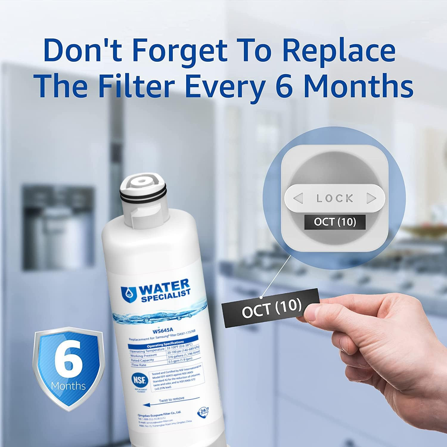 Waterspecialist Filter Replacement for Samsung, Refrigerator Water Filter, 3Pack