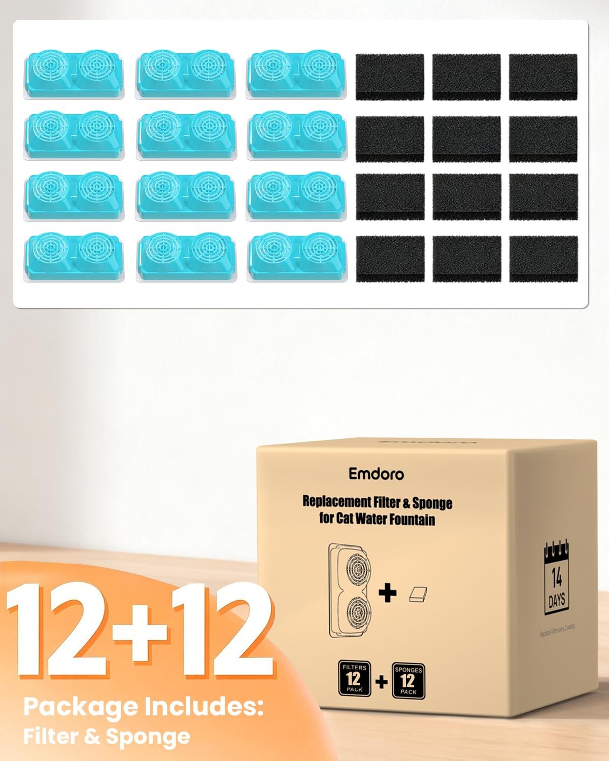 12 Pack of Official Replacement Filters and Sponges (6 Months Set) for Stainl…