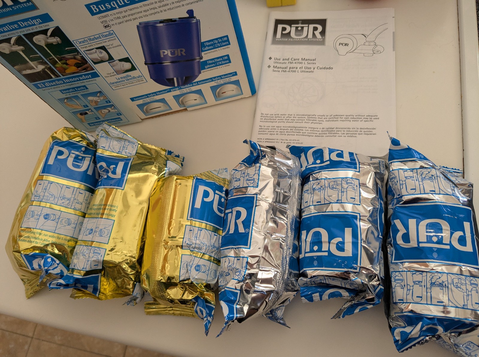 6 Ea Lot Pur Water Faucet Replacement Filters Sealed #95494880 Gold Silver Pkgs