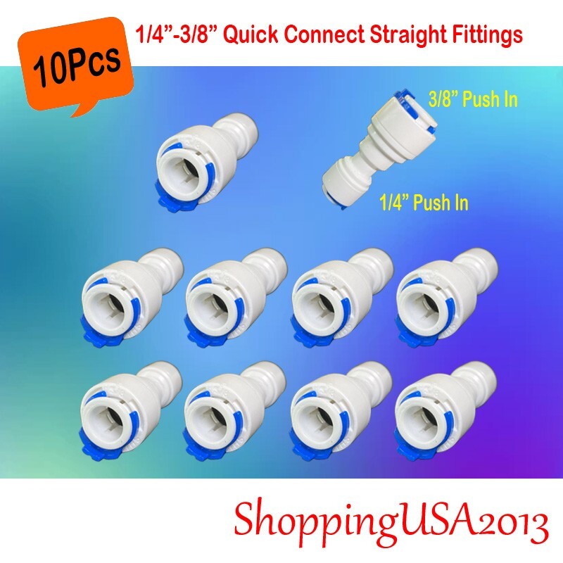 10Pcs 1/4-3/8 Quick Connect Straight Fitting Connector Push In Water Filter