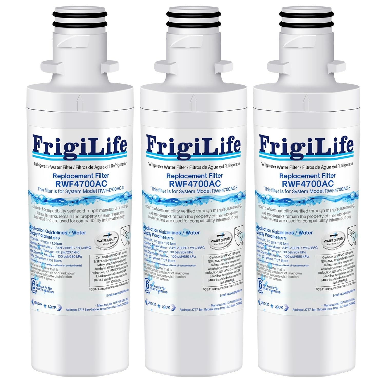 Replacement Refrigerator Water Filter 3-Pack for LG Kenmore LT1000P 9980 RWF4700