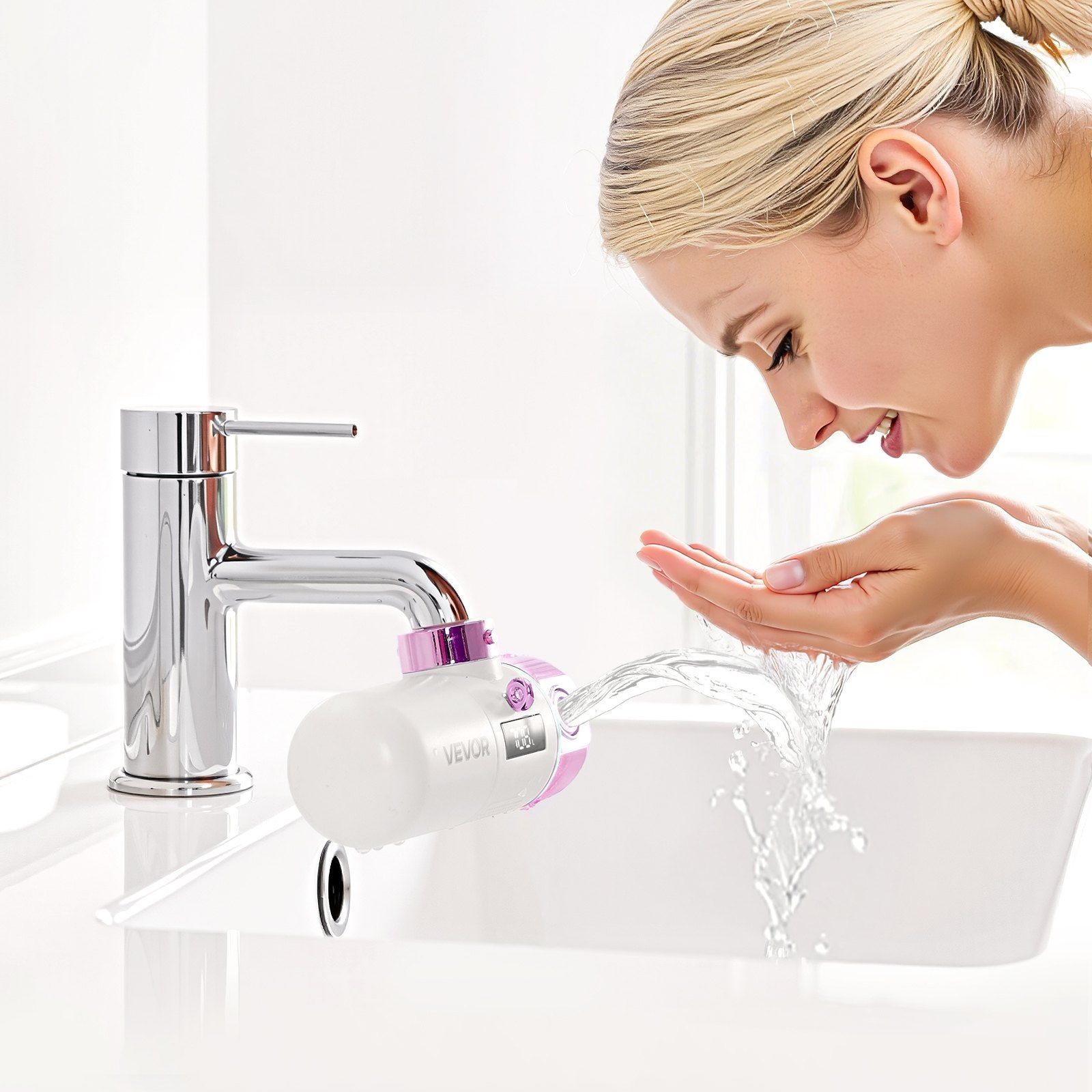Skincare Faucet Filter Pink+Gold – Water Purifier for Healthy Skin & Hair Care