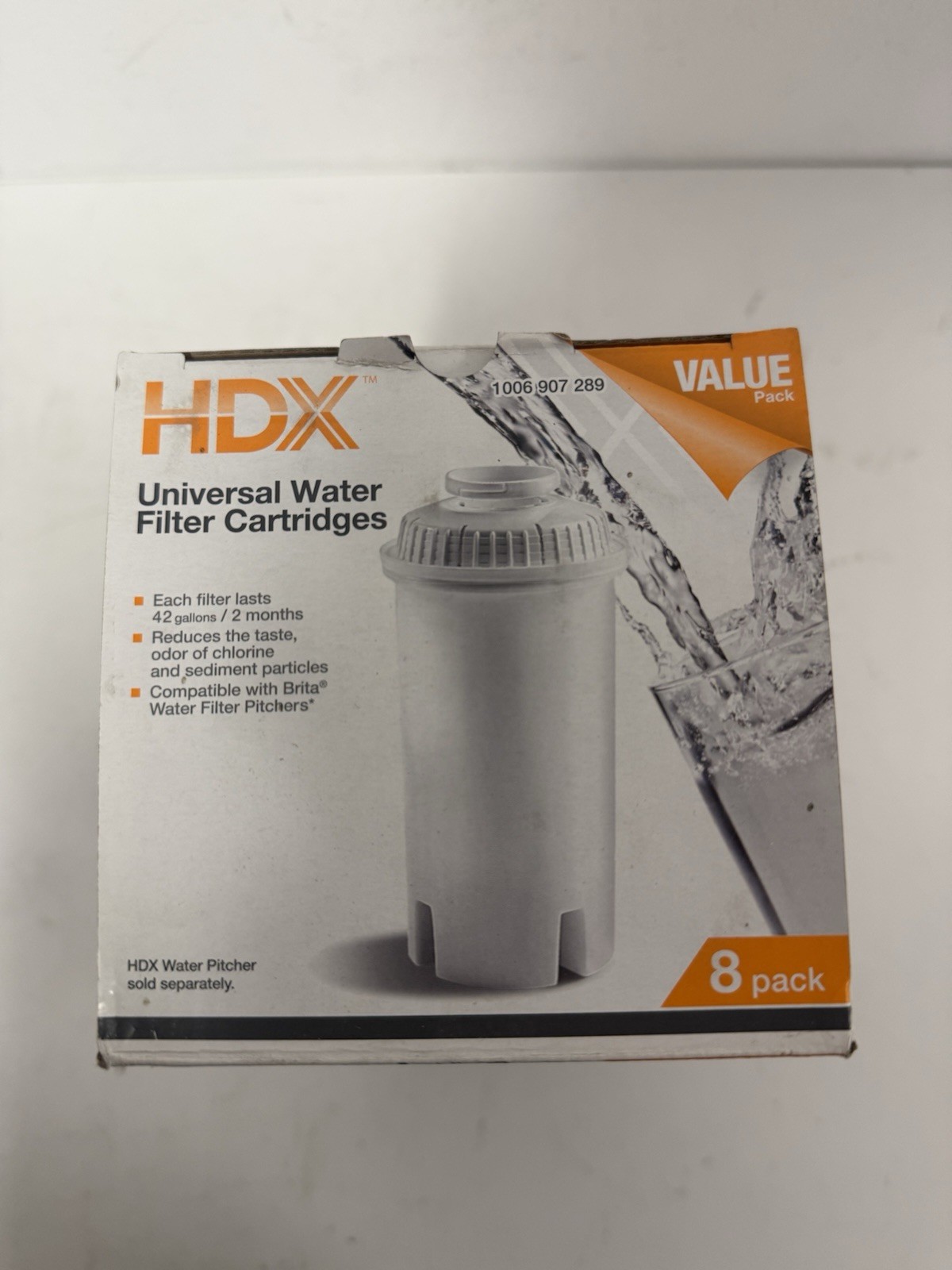 8-Pack HDX F003 Universal Water Filter Cartridges -Compatible W/ Brita Pitchers