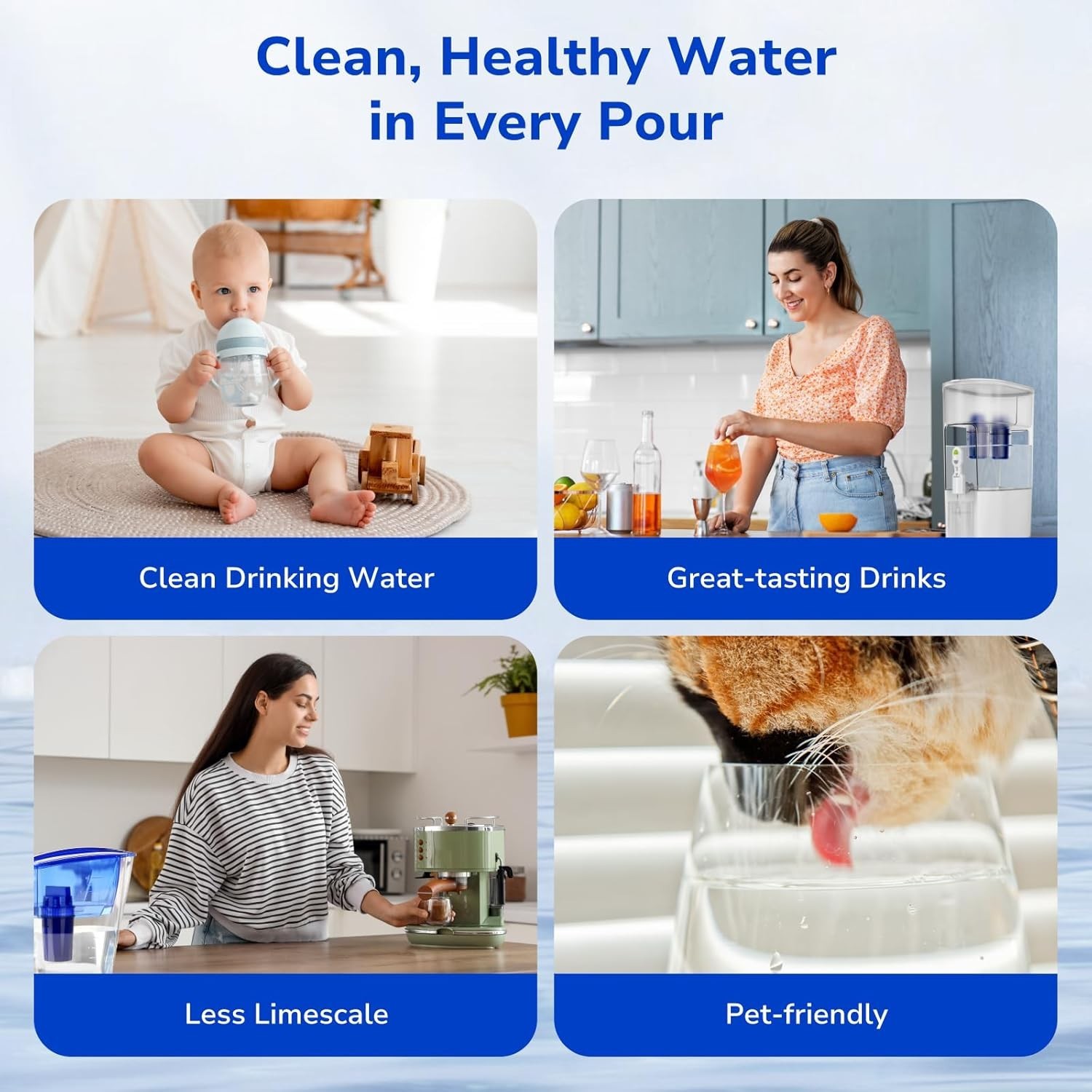 4-Pack Water Filter Replacement for All PUR, PURPlus Water Pitchers and Dispe…