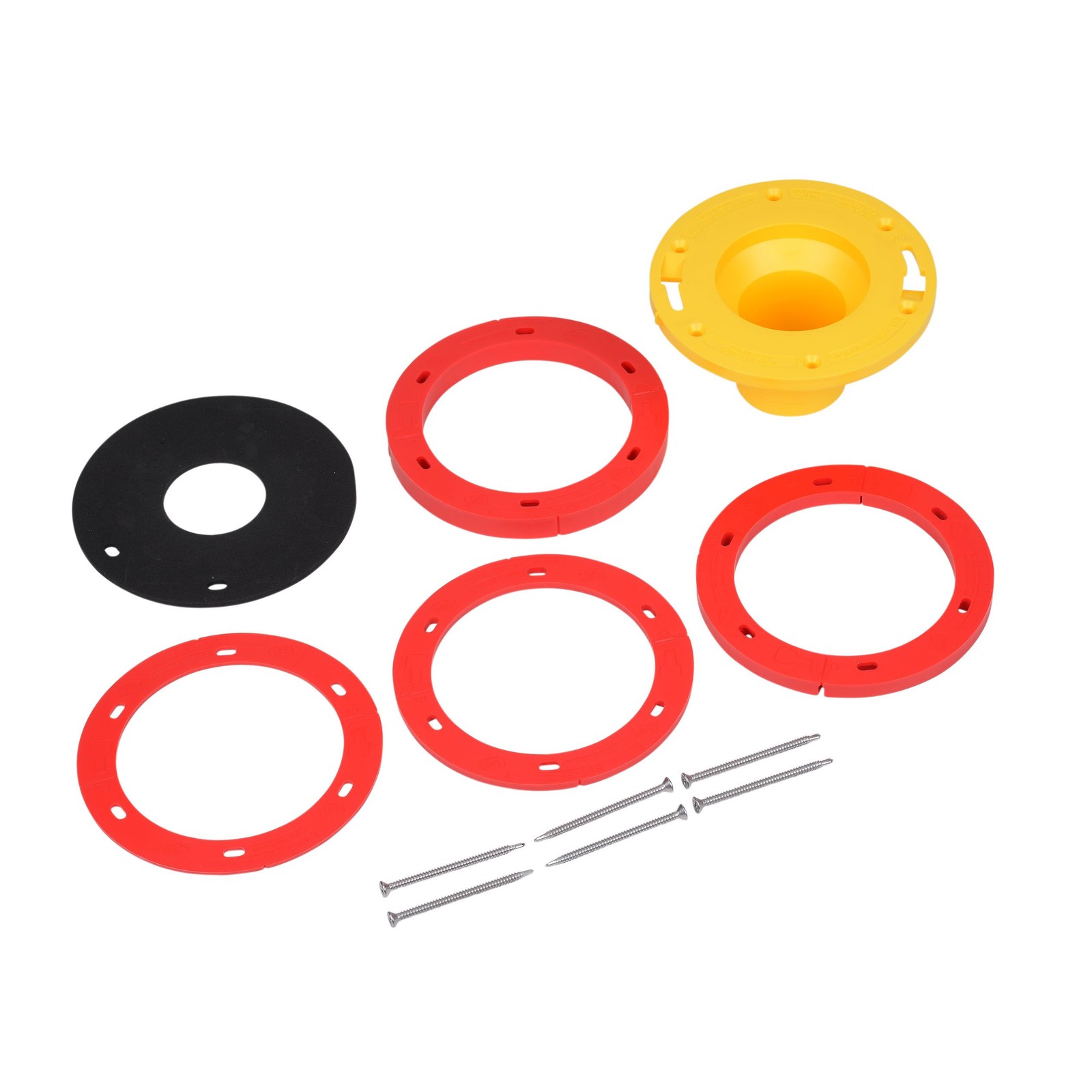 Toilet Flange Extender Kit 1/4- 1 5/8 in,Red and Yellow