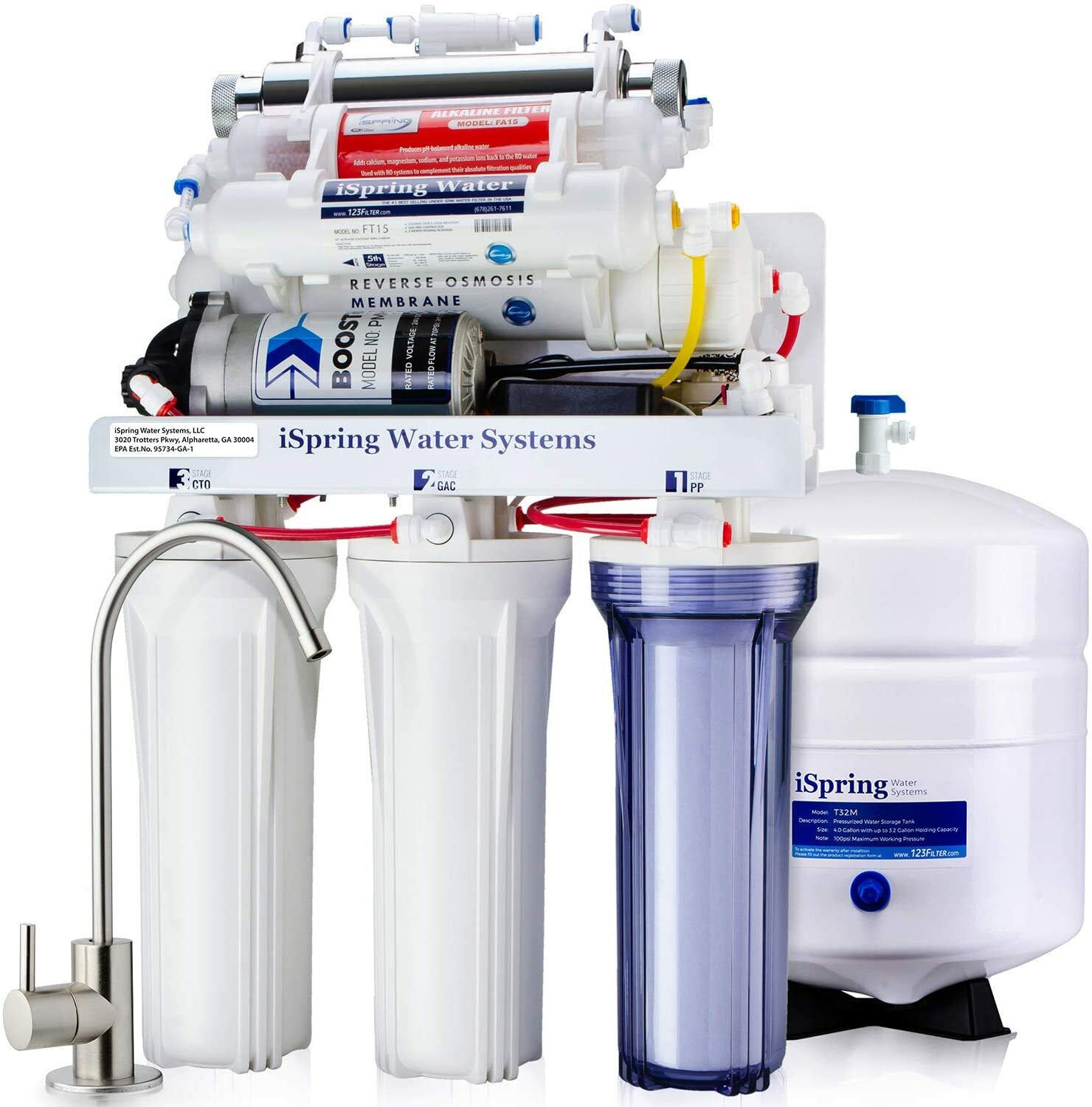 7 Stage Under Sink Reverse Osmosis RO Water Filter System Alkaline w/ Pump + UV