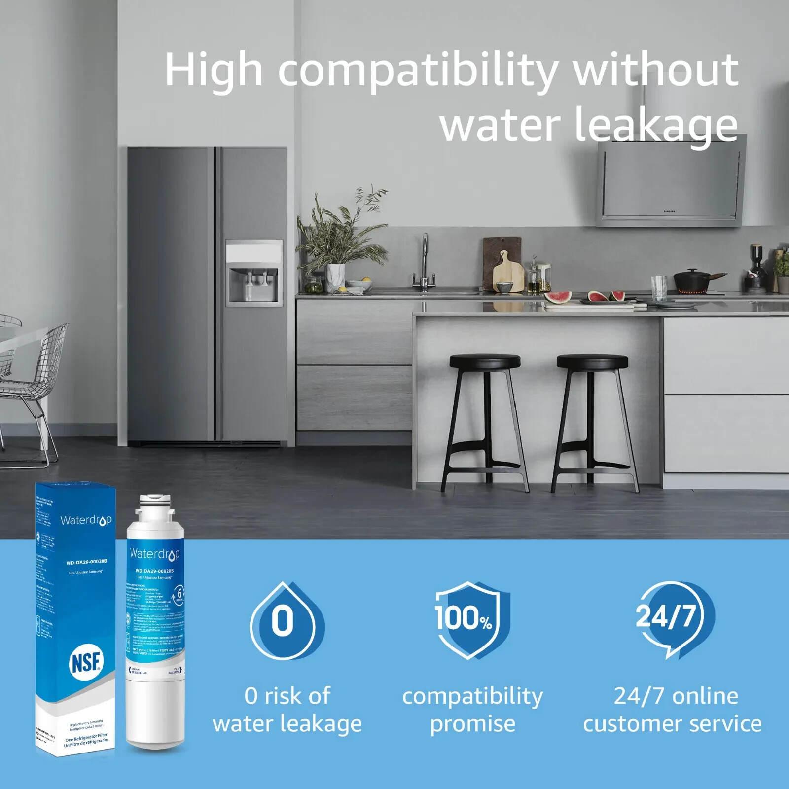 9 new seald Waterdrop DA29-00020B Refrigerator Water Filters for Samsung HAF-CIN