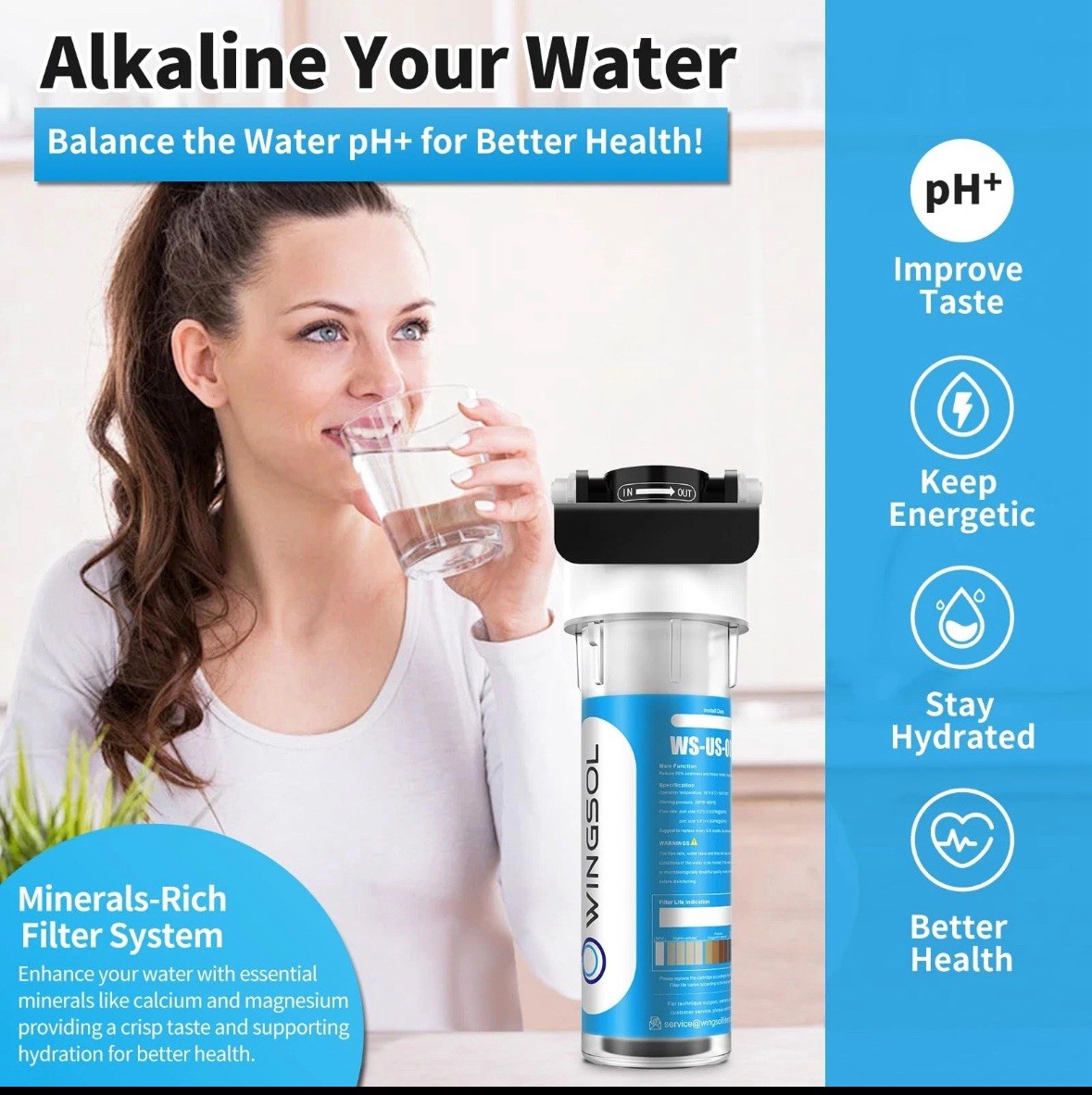 Under Sink Alkaline Water Filter Only, Improves and Taste, 5-in-1, No Box. New