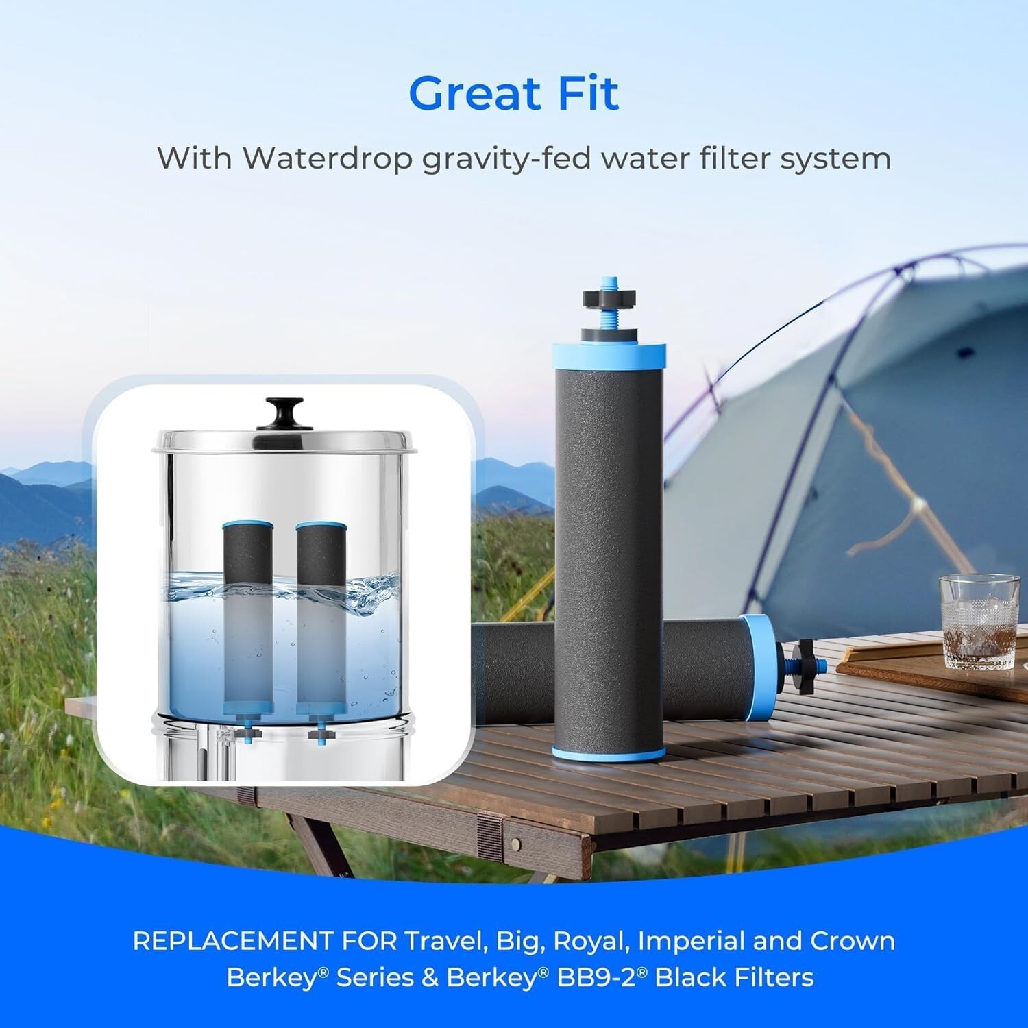 Waterdrop Alkaline Water Filter, Replacement for Berkey® BB9-2® Black Filters