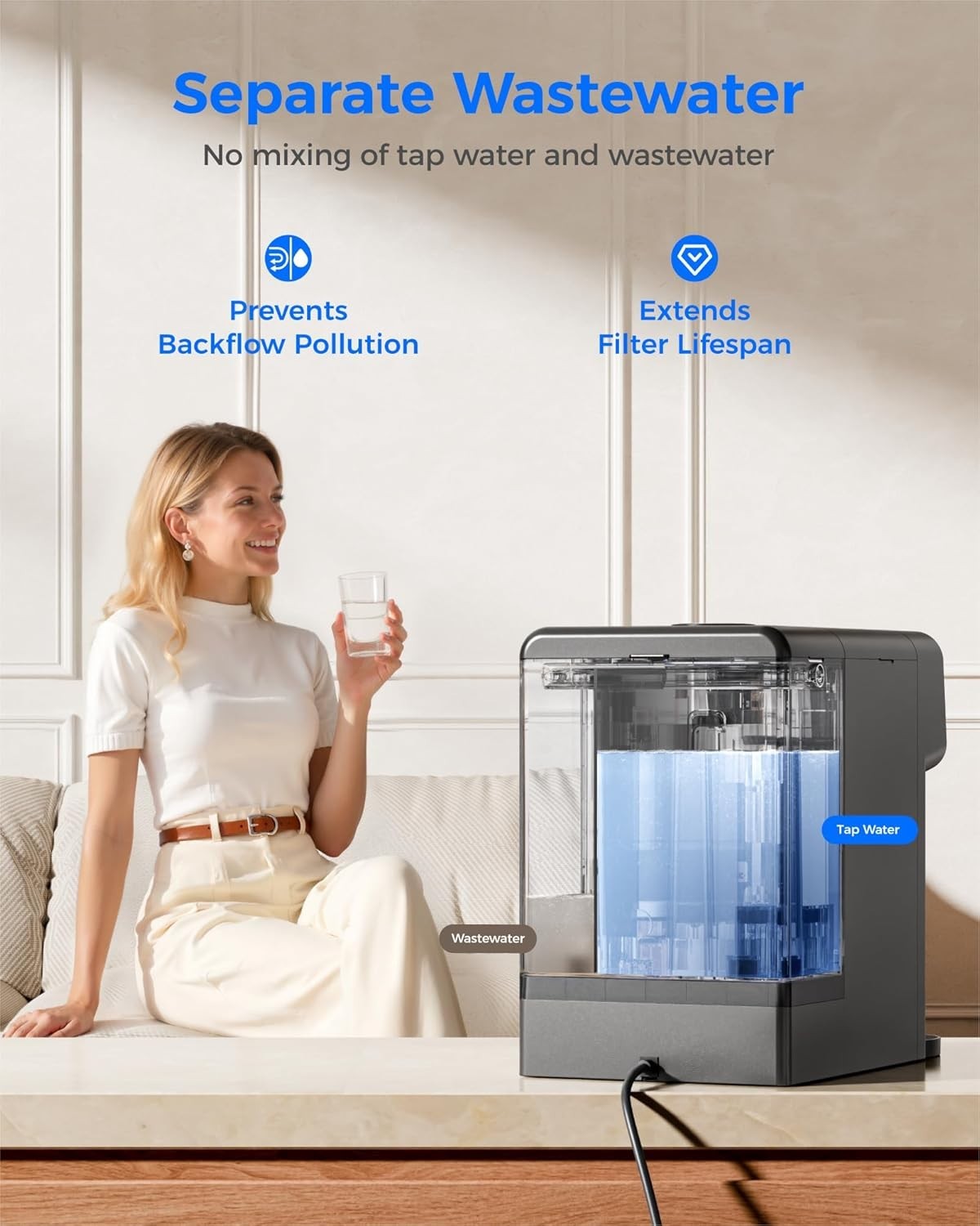 [ Hot and Cold ] Waterdrop WD-A1 Countertop Reverse Osmosis System, 7 Stages