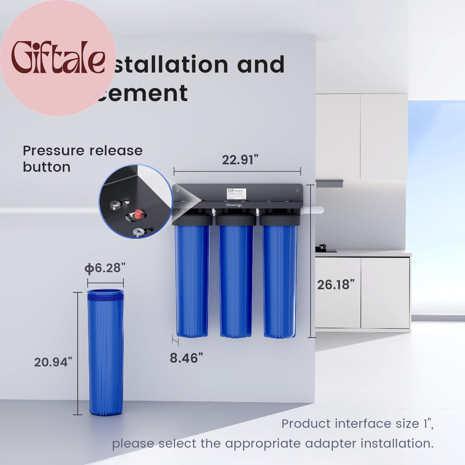 3-Stage Whole House Water Filter System,With Carbon Filter&Sediment Filter,7-Sta