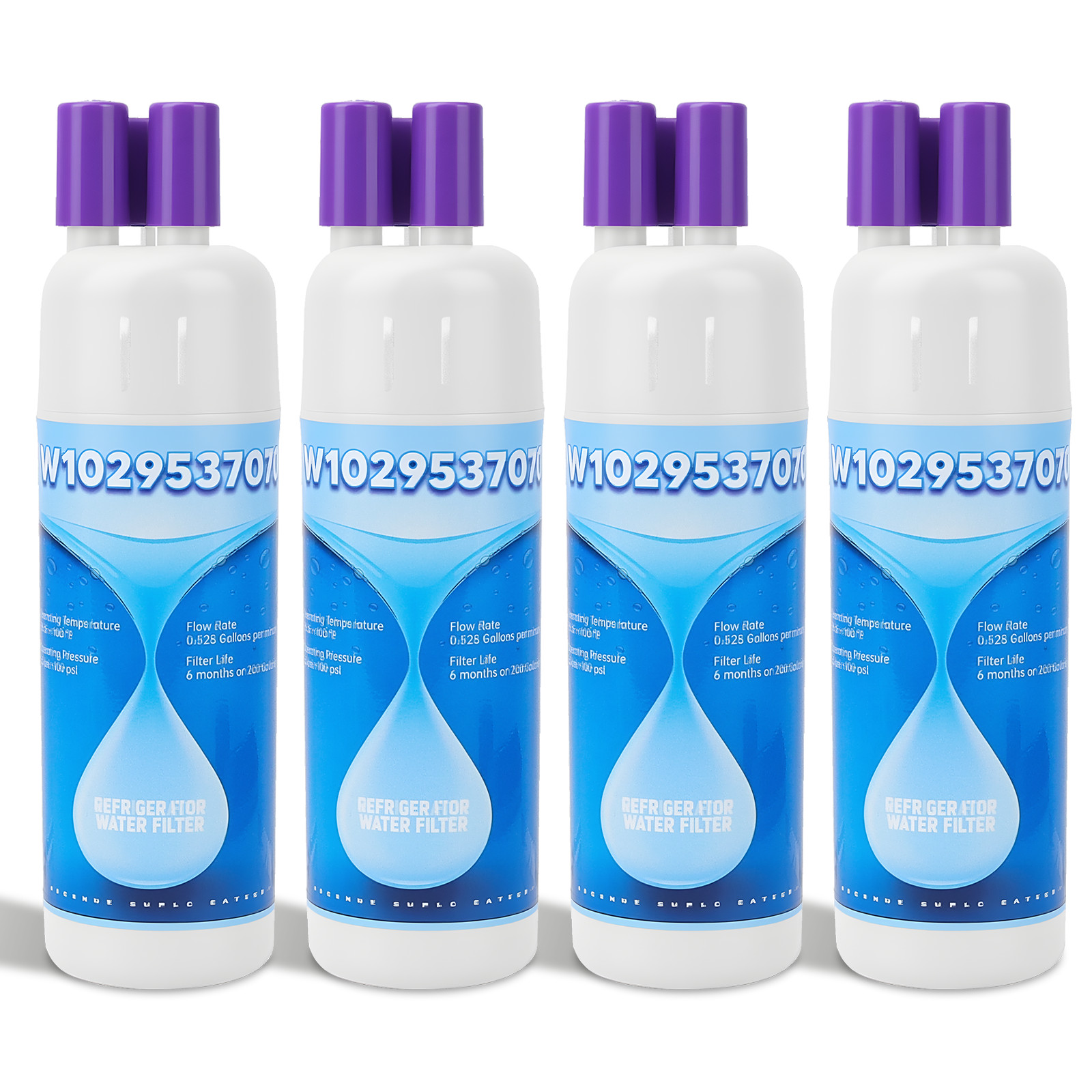 4 Pack Refrigerator water filter 10295370A WHR1RXD1 KAD1RXD1 P8RFWB2L, P8WB2L
