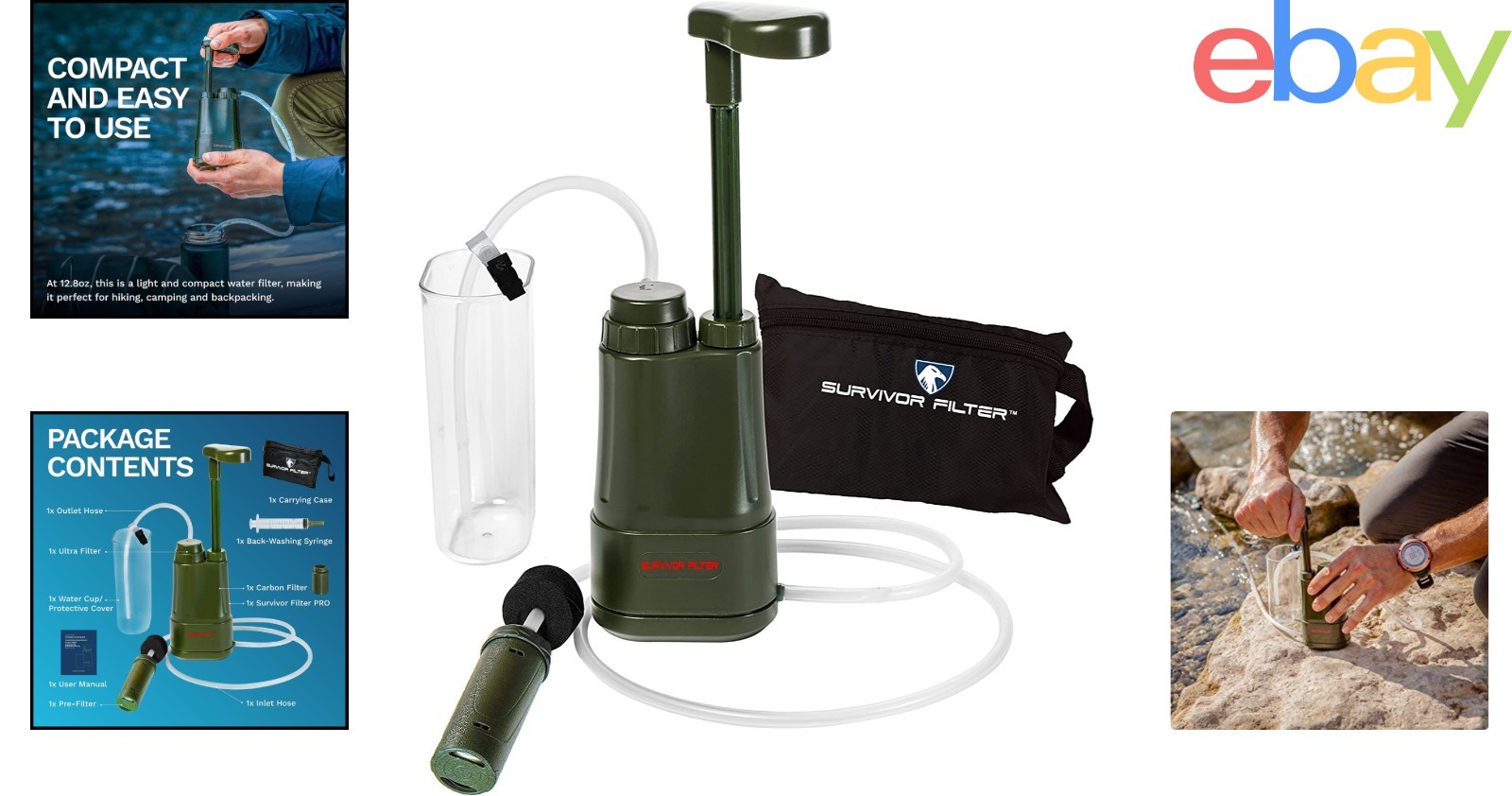 Survival Water Filter System with BPA Free Components and Carrying Case