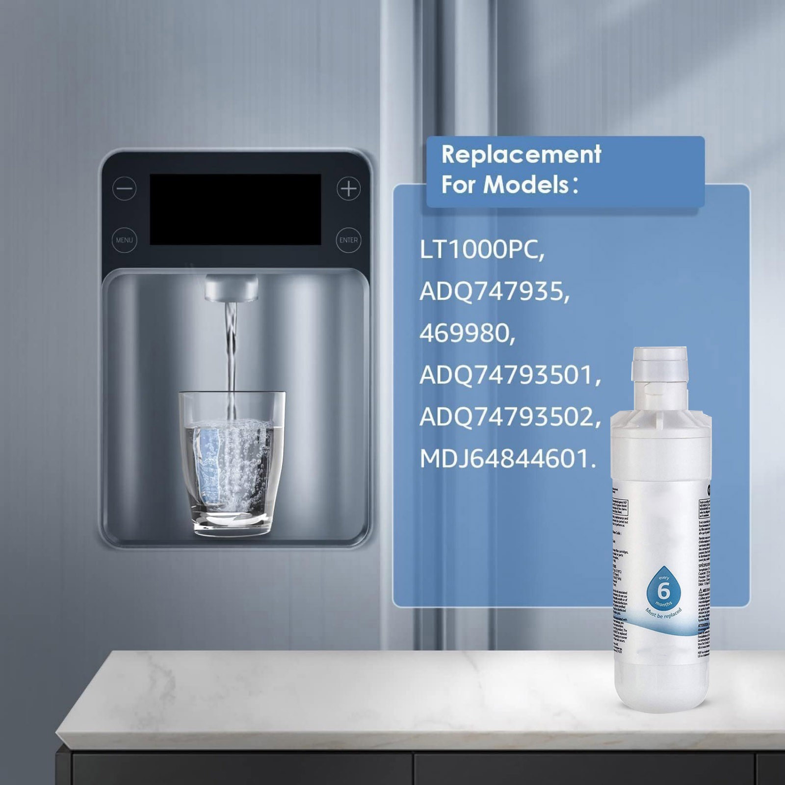 Water Filter Cartridge ADQ747935 For LG CF16 GF-1000P Refrigerator Model Series