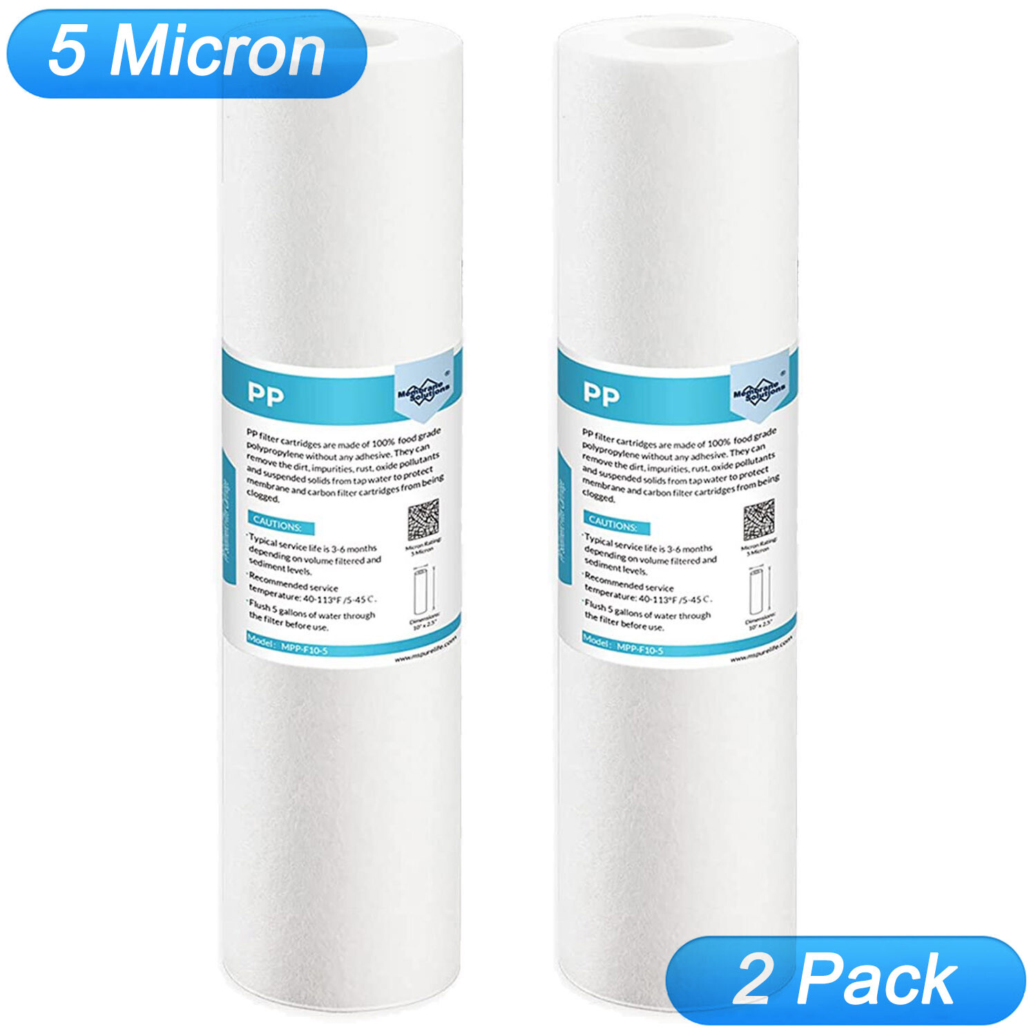 2 Pack 5 Micron 10×2.5″ Sediment Water Filter Whole House for GE FXUSC,WHKF-GD05