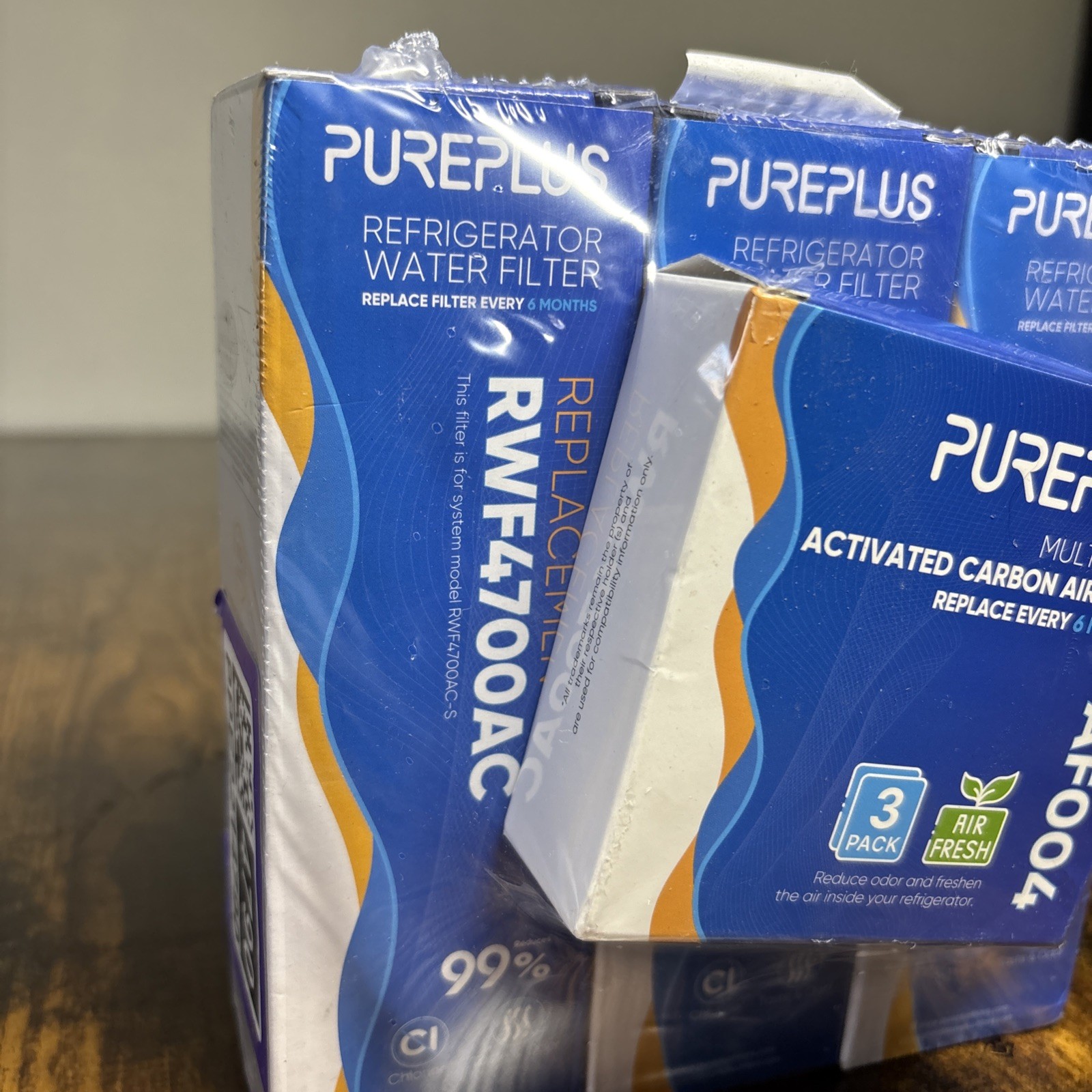 PUREPLUS RWF4700AC Replacement Filter 3 Pack + AF004 Carbon Air Filter; NEW