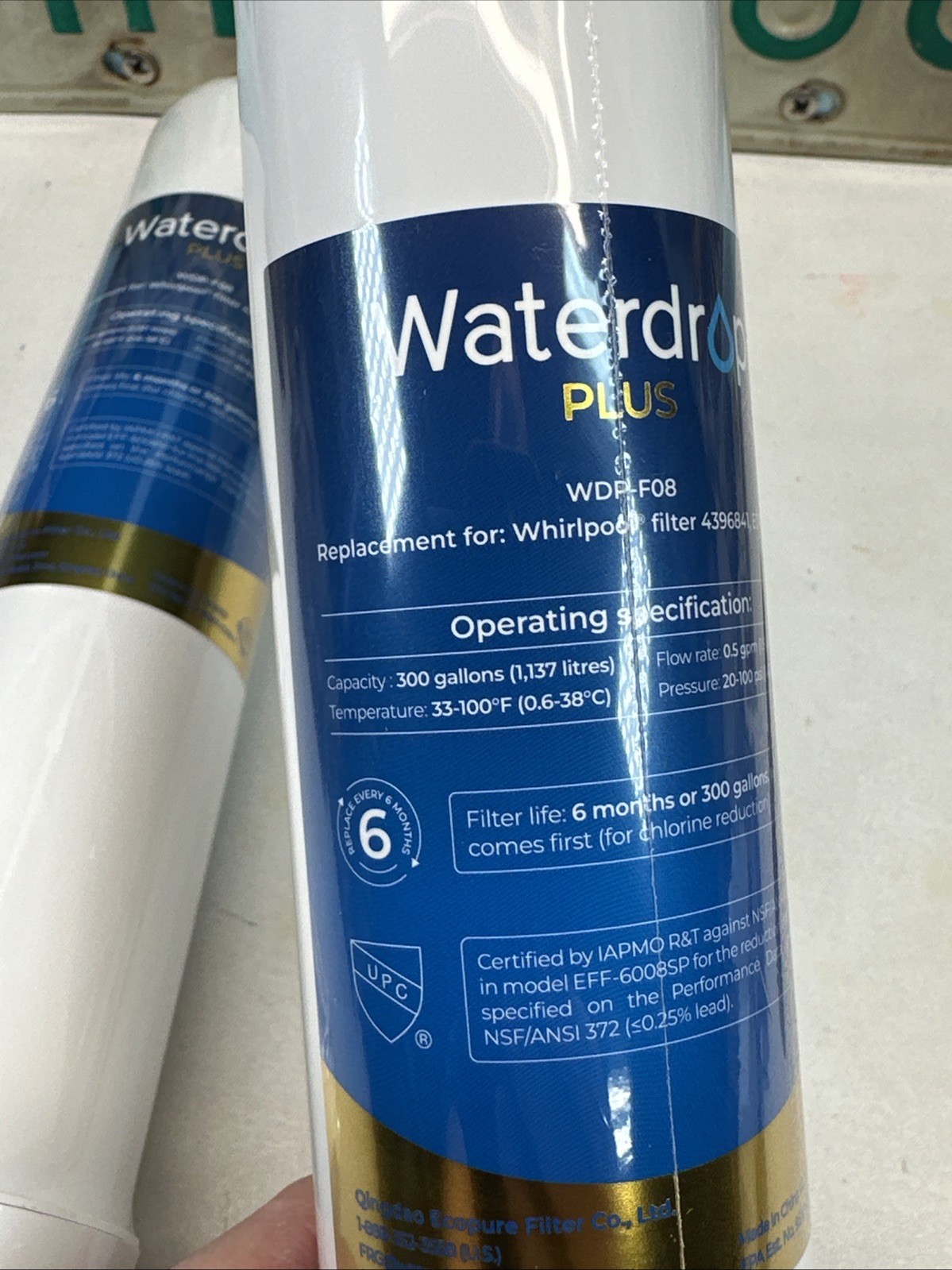 PACK LOT 2 – WaterDrop Water Filter Model WD-F08 Refrigerator Replacement Part