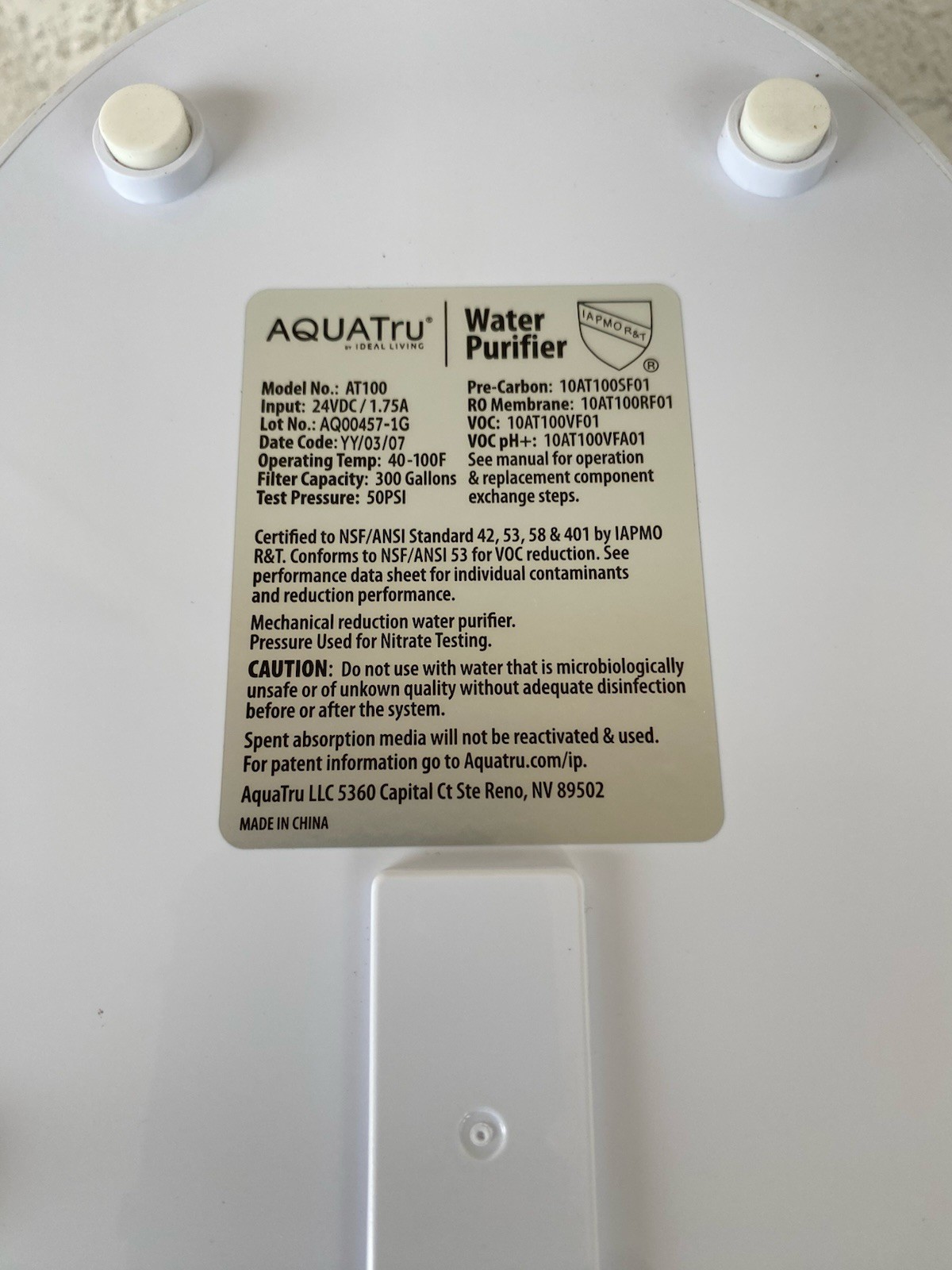AQUATRU Carafe Countertop 4-Stage Reverse Osmosis Water Purifier System AT100