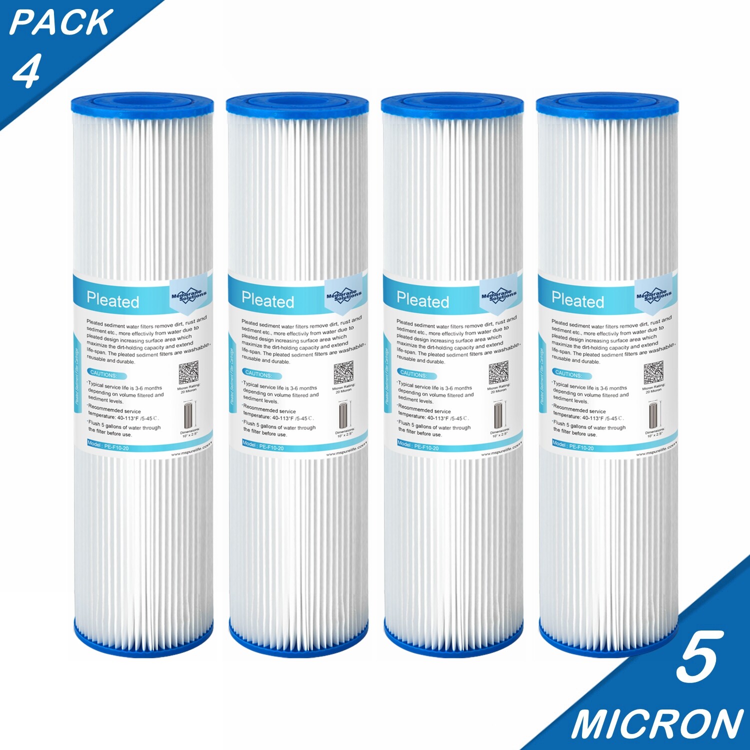 Universal 10″x2.5″ Whole House Washable Pleated Sediment Water Filter Cartridge