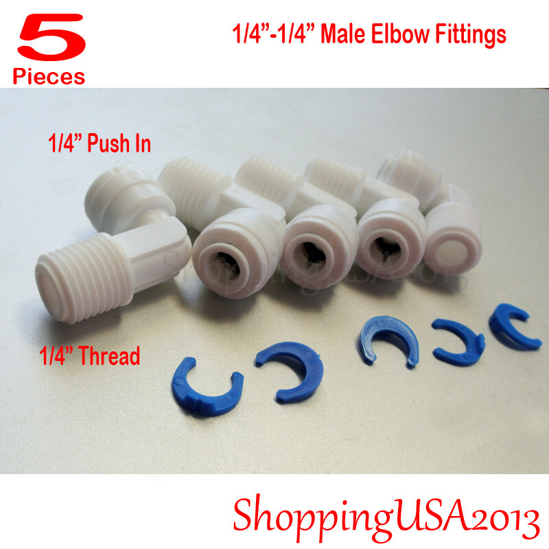 5 Pcs 1/4″-1/4″ Male Elbow Fitting Connector Connection Water Filters/RO system
