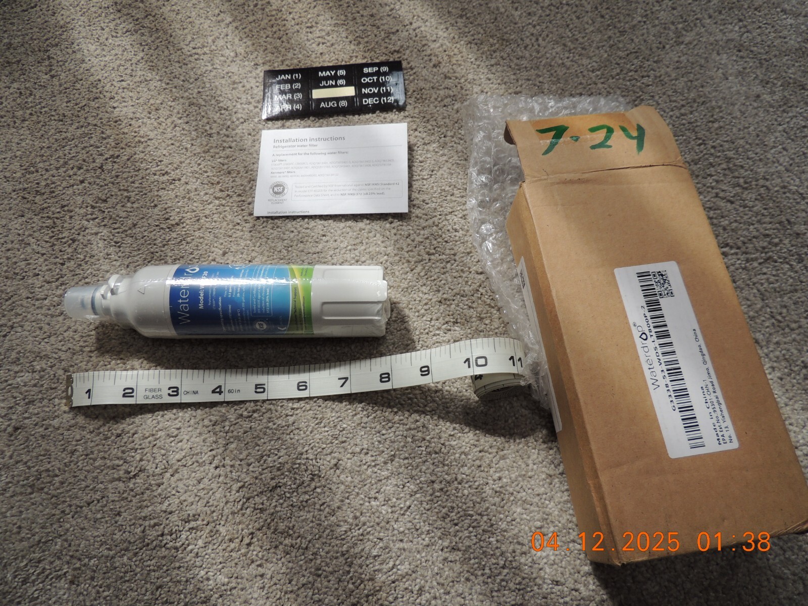 WaterDrop WD-F20 LG Refrigerator Water Filter for LT800P LT800PC ADQ73613401 New
