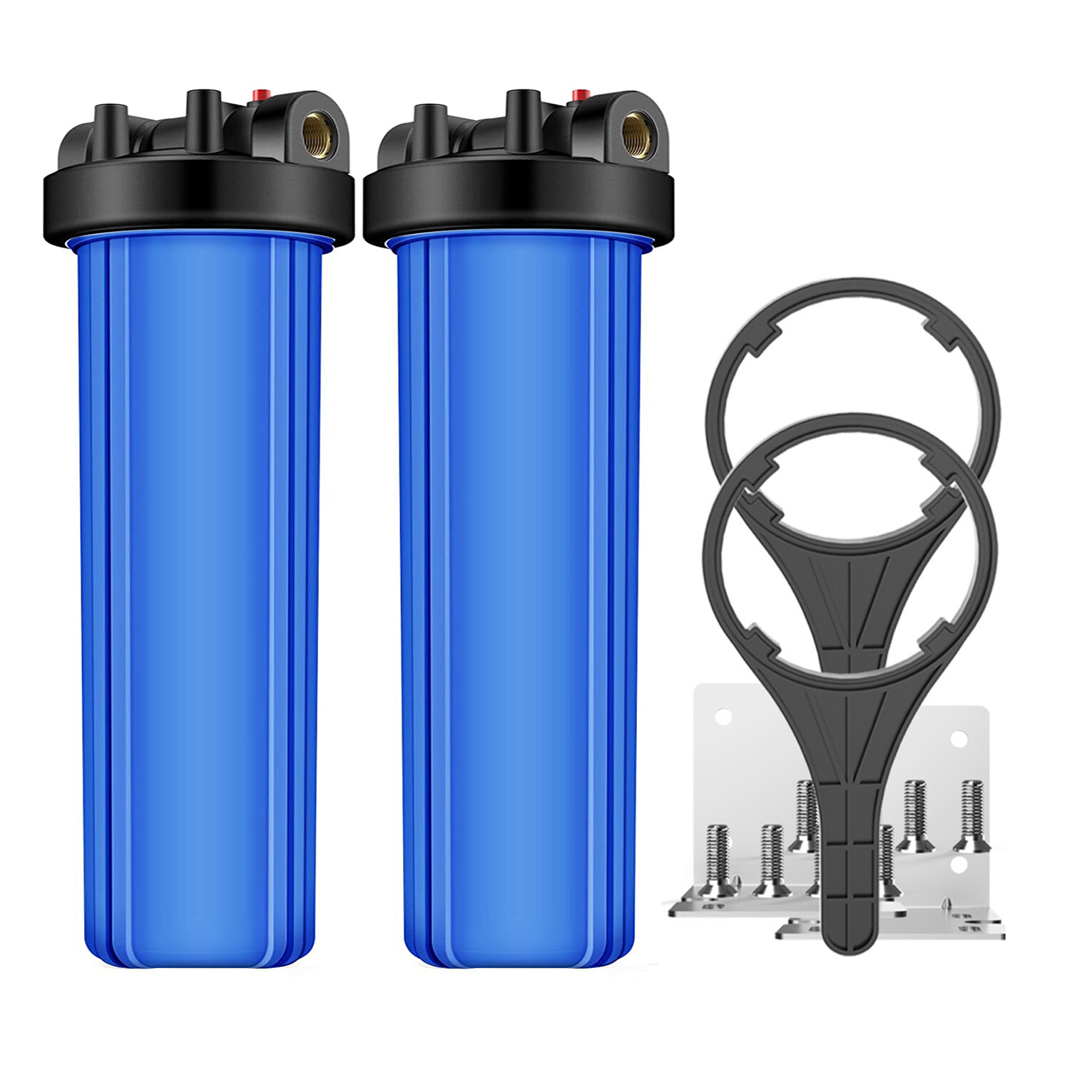 2Pack 20″ x 4.5″ Big Blue Water Filter Housing For Whole House – 1″ Outlet/Inlet