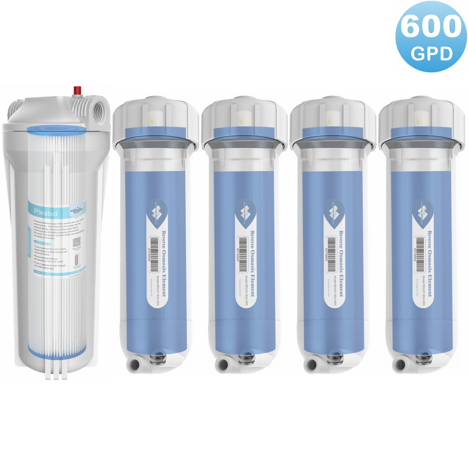600 GPD RO Membrane Maple Syrup Reverse Osmosis Washable Pleated Filter Housing