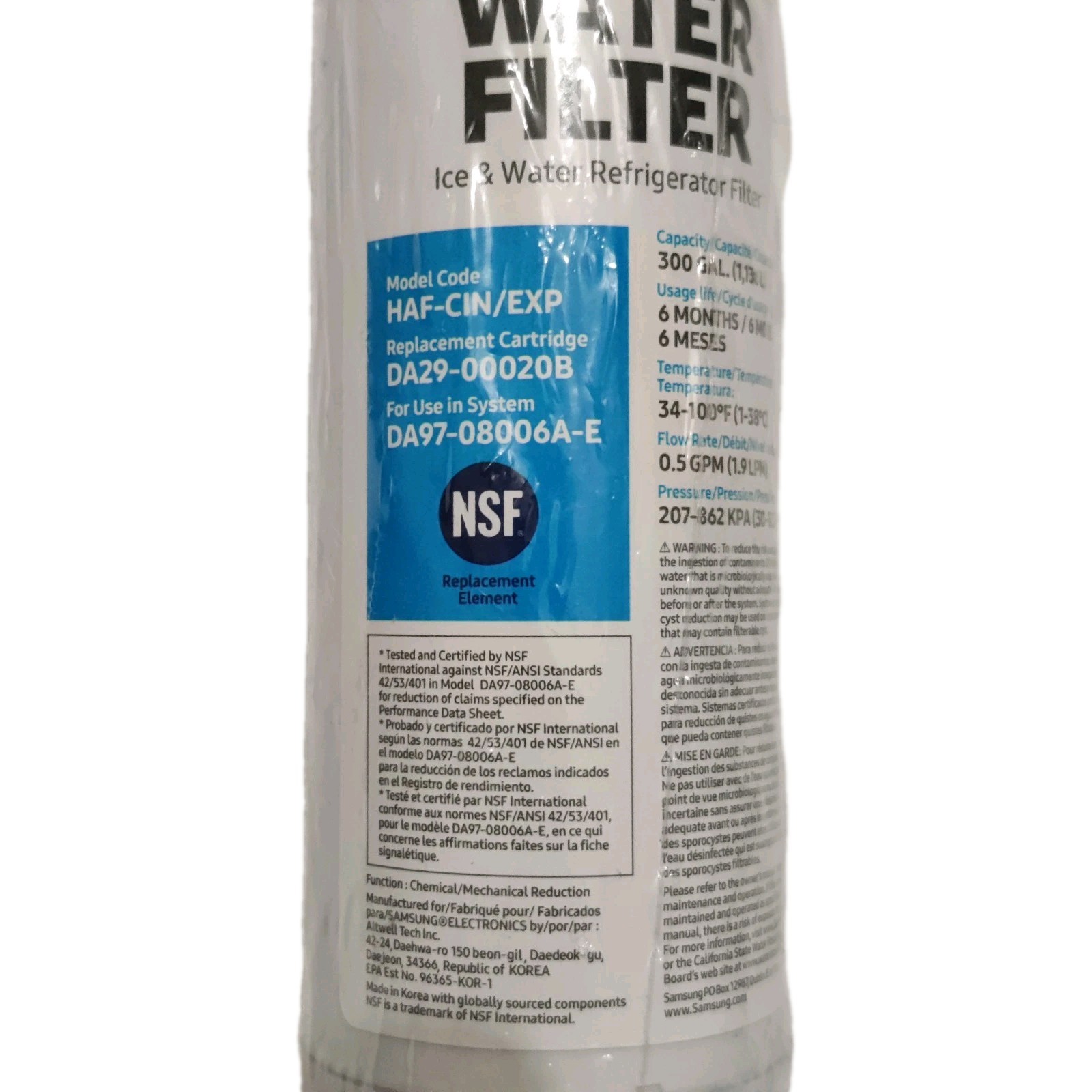3-Pack Genuine Samsung DA29-00020B HAF-CIN/EXP-REFRIGERATOR Water Filter