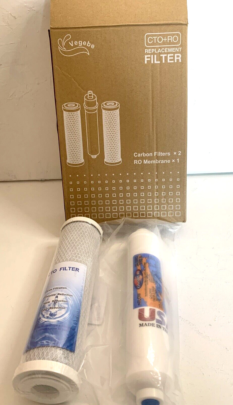 Vegebe CTO+RO Replacement Filter Combo Pack NEW in pkg MISSING 1 CARBON FILTER