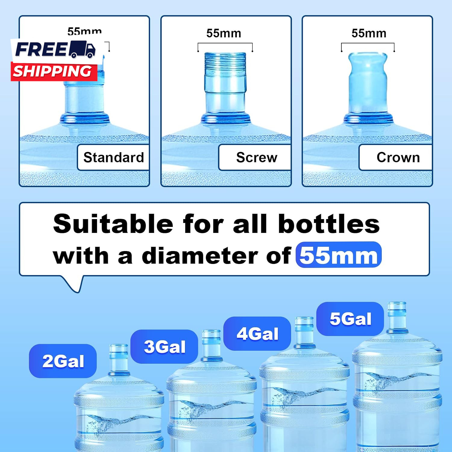 3 & 5 Gallon Water Jug Cap 3 Pack Reusable Food Grade Silicone Replacement Cap