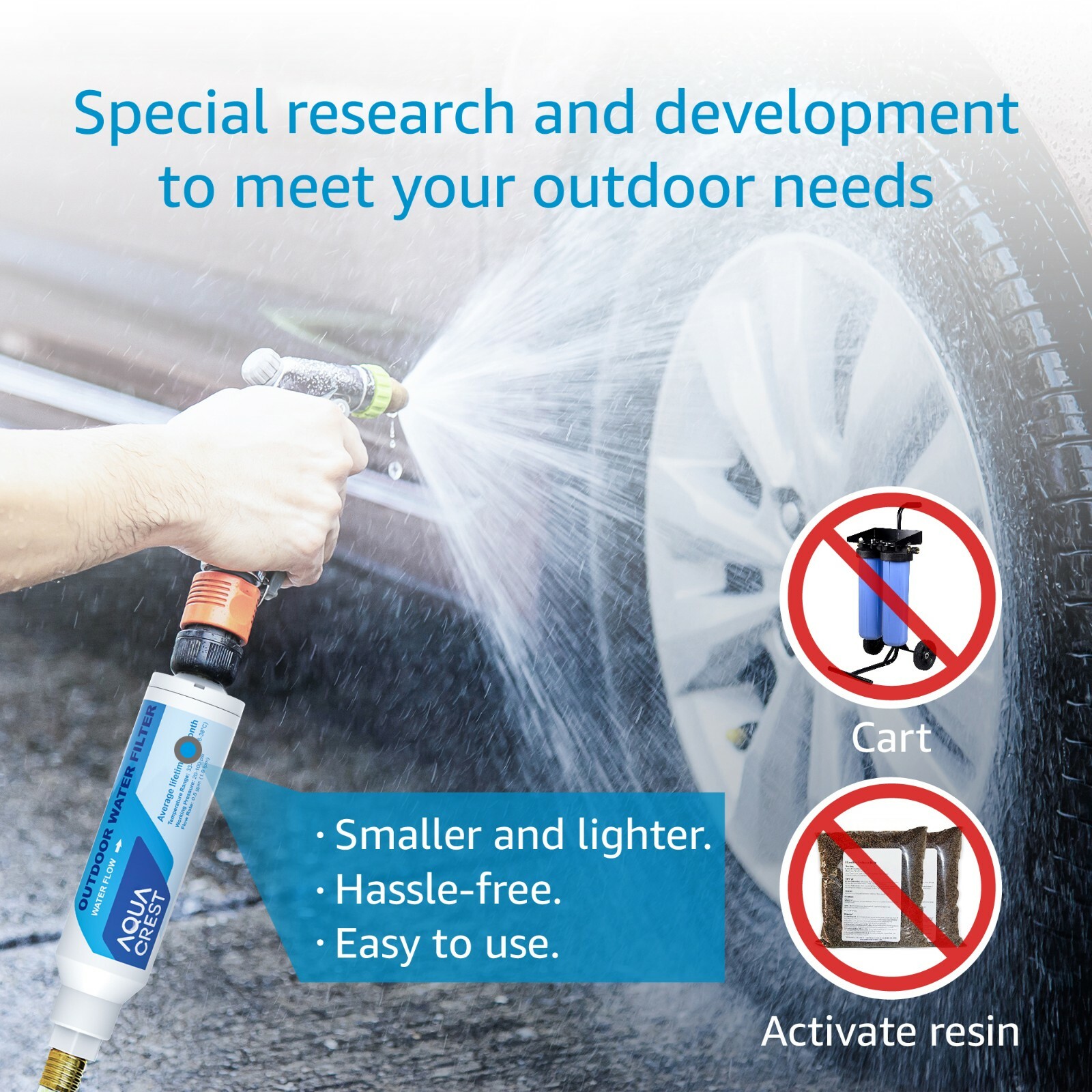 2 Pack AQUA CREST Inline Water Filter,Used for Car Washing,Window &Yard Cleaning