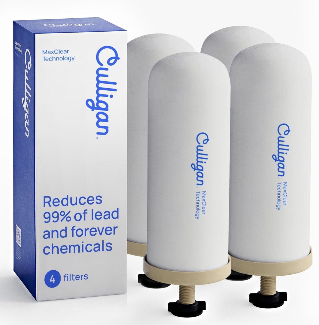 Culligan MaxClear 7in Gravity Water Filter 4 Pack Compatible ProOne & Berkey
