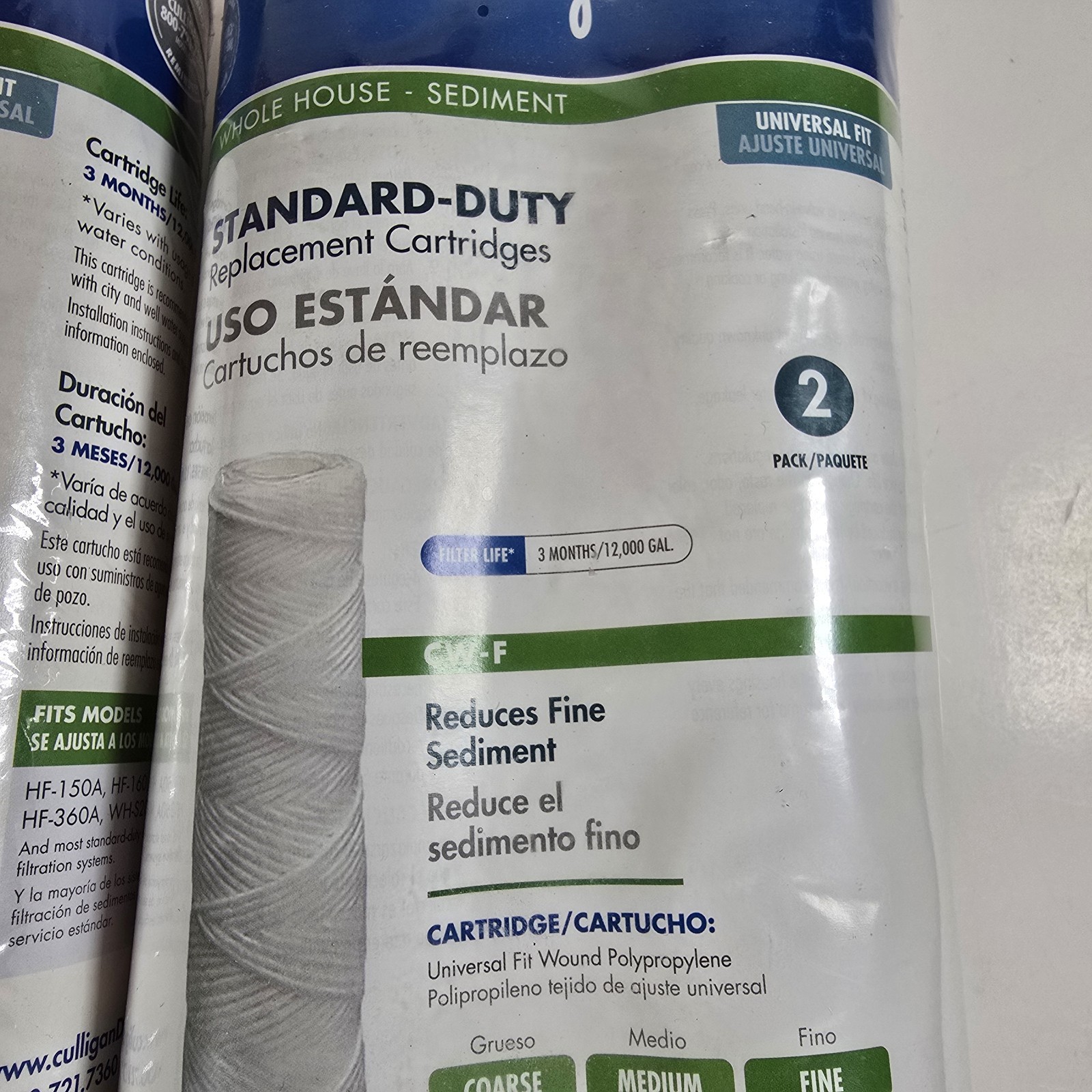 CW-F Whole House Sediment Water Filter Cartridges Lot of 2 Two Packs 10 Micron