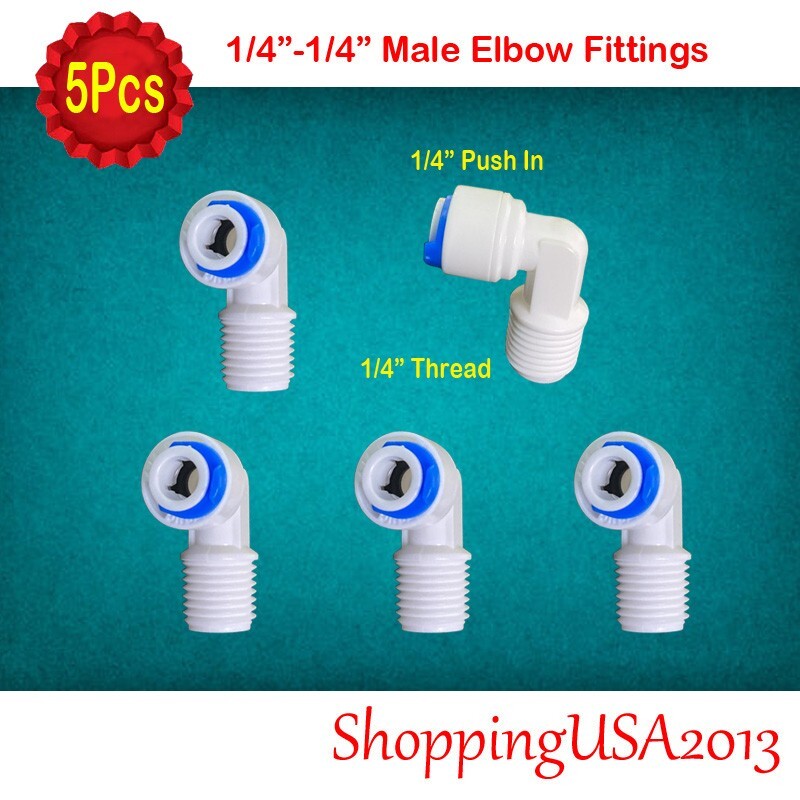 5 Pcs 1/4″-1/4″ Male Elbow Fitting Connector Connection Water Filters/RO system